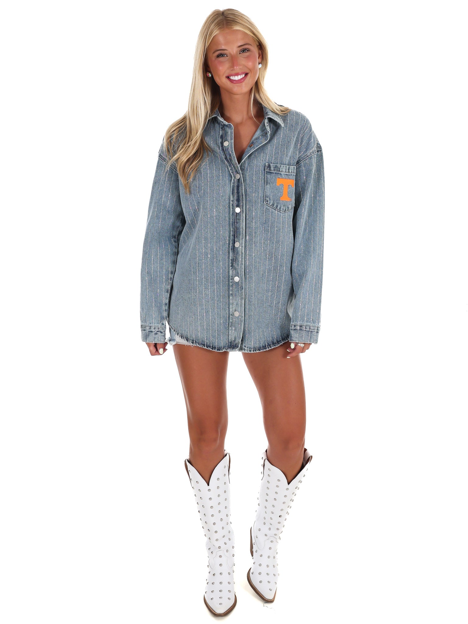 University of Tennessee Rhinestone Denim Overshirt
