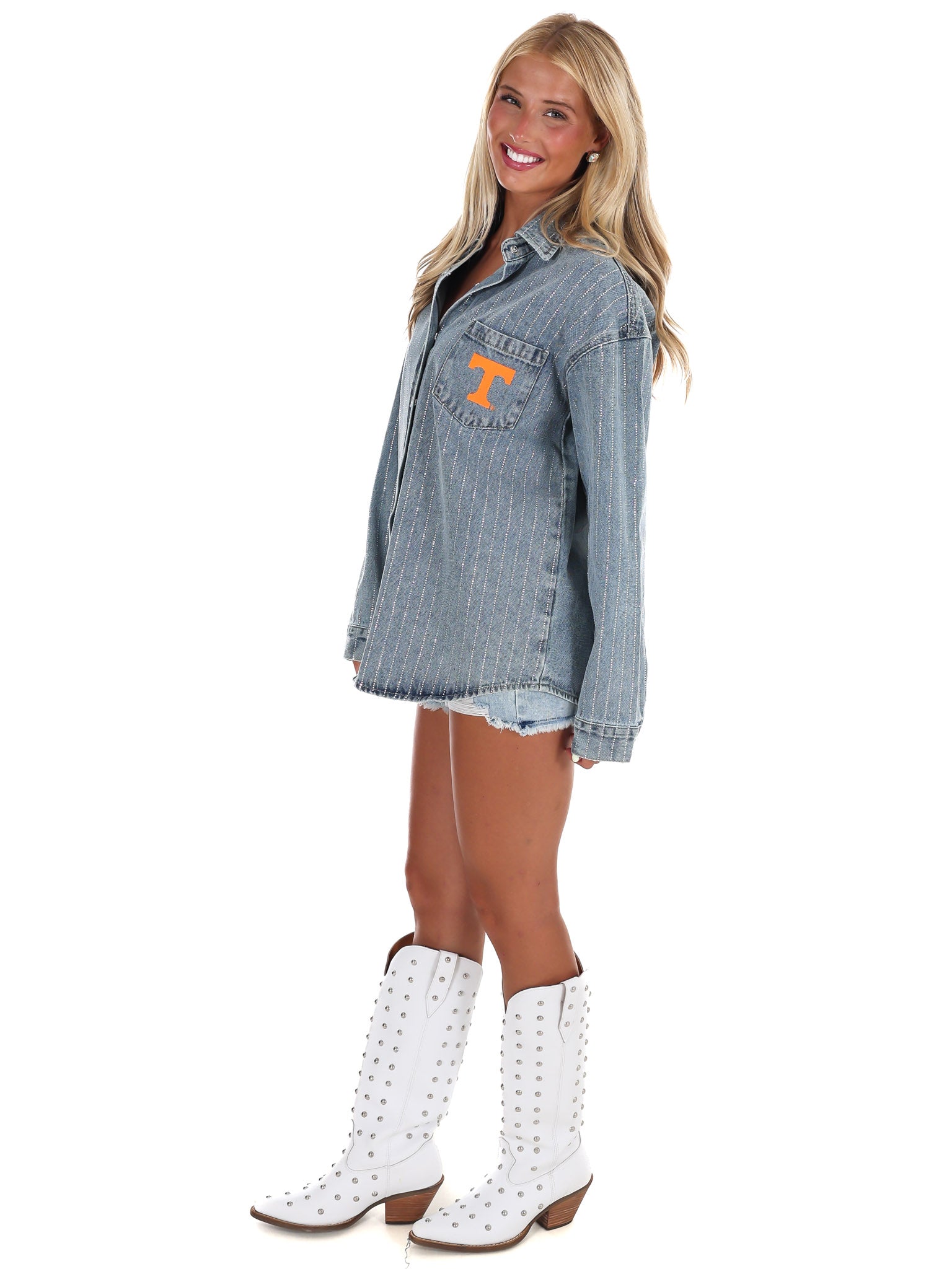 University of Tennessee Rhinestone Denim Overshirt