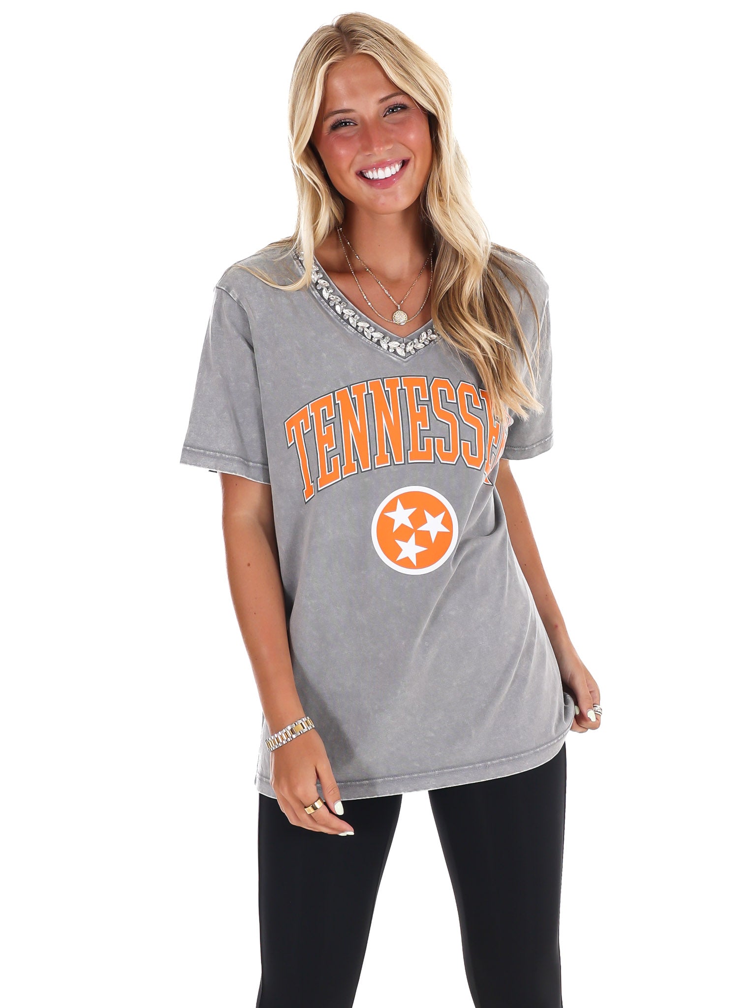 University of Tennessee Jeweled Rhinestone V-Neck Tee