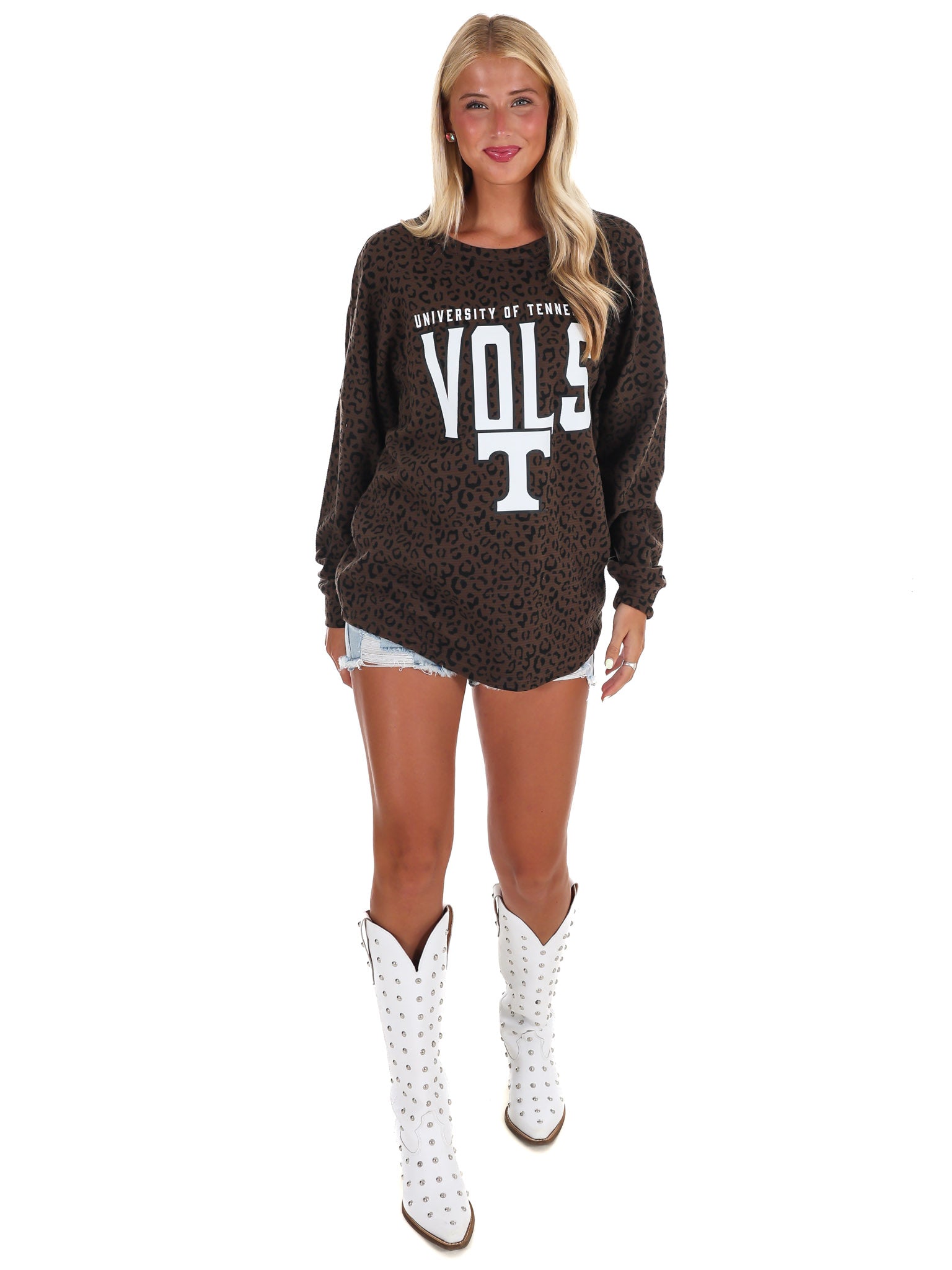 University of Tennessee Leopard Corded Pullover