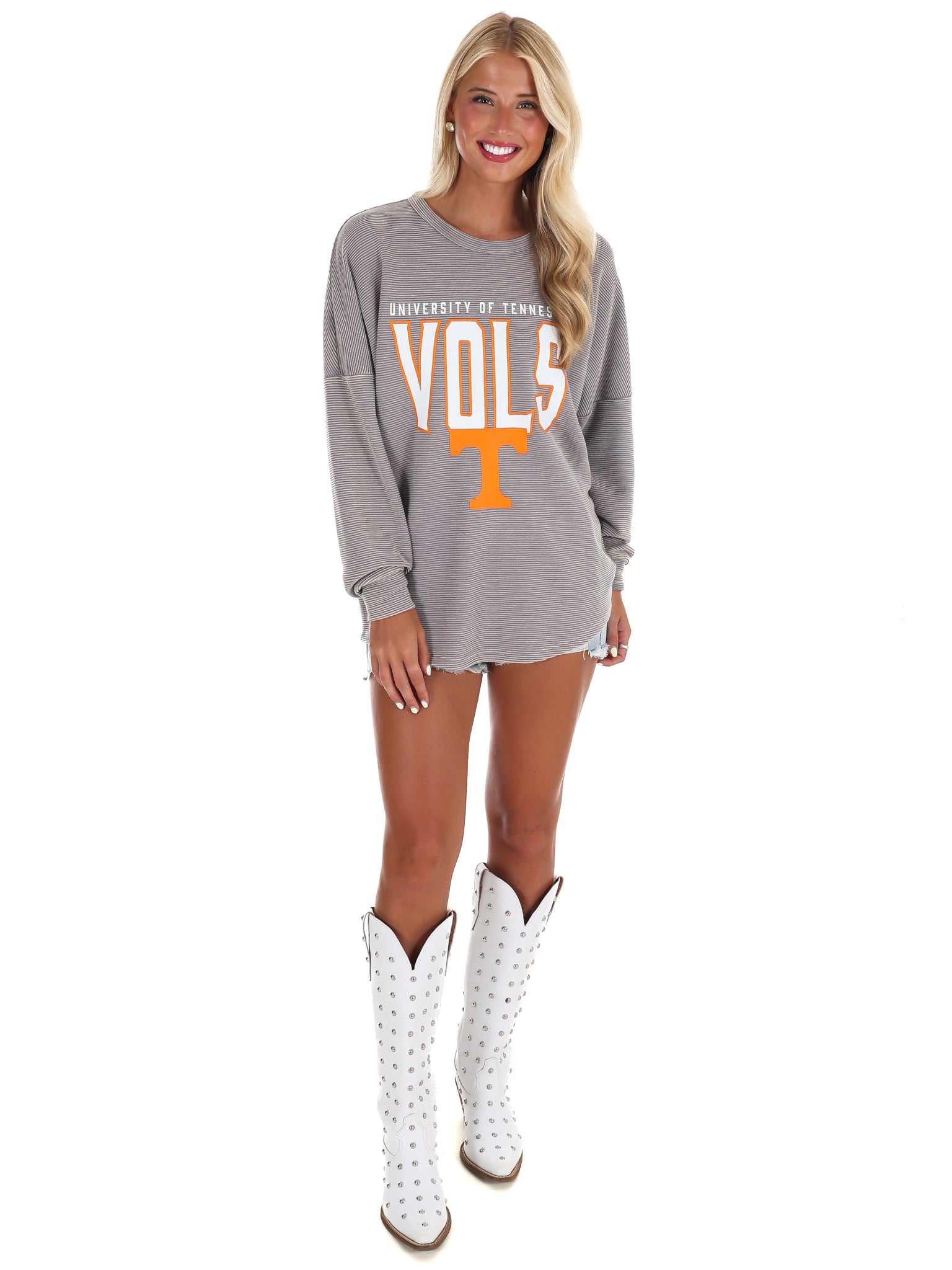 University of Tennessee Grey Corded Pullover