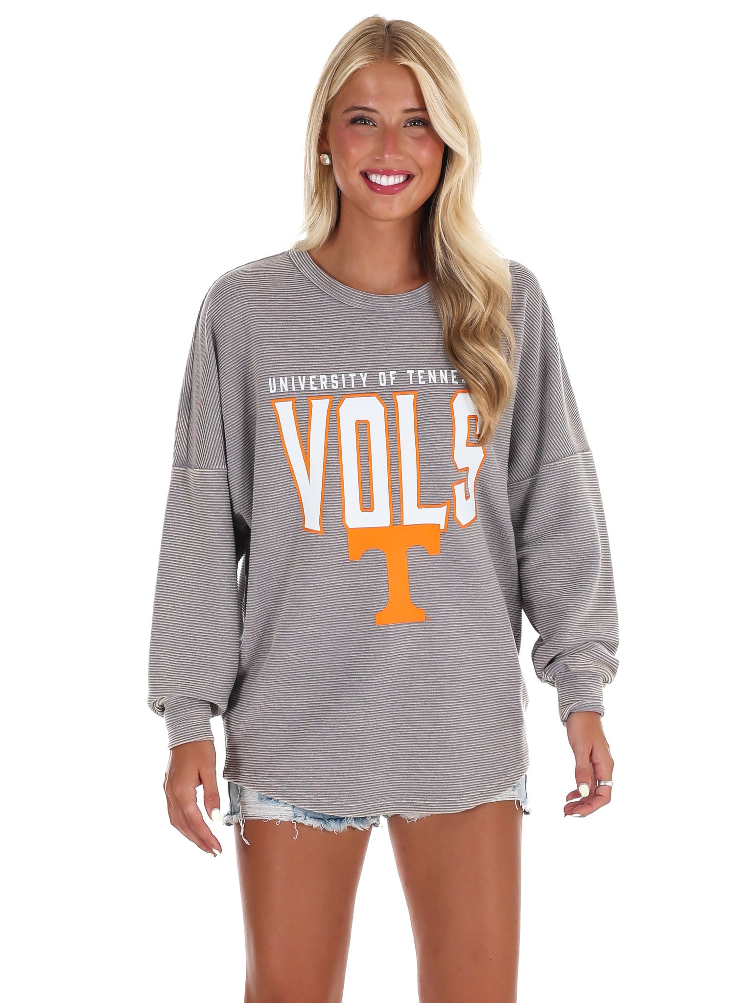 University of Tennessee Grey Corded Pullover