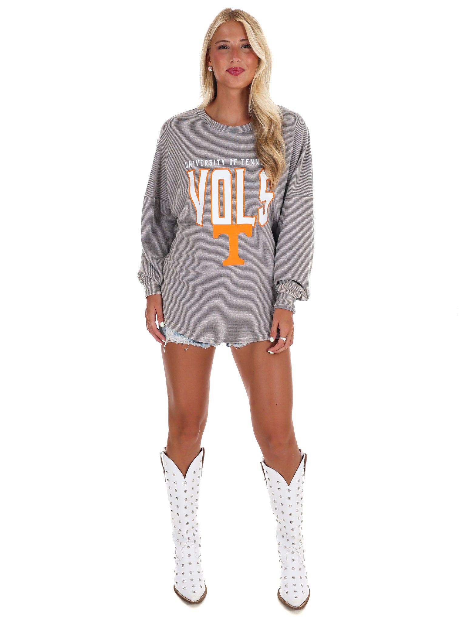 University of Tennessee Grey Corded Pullover