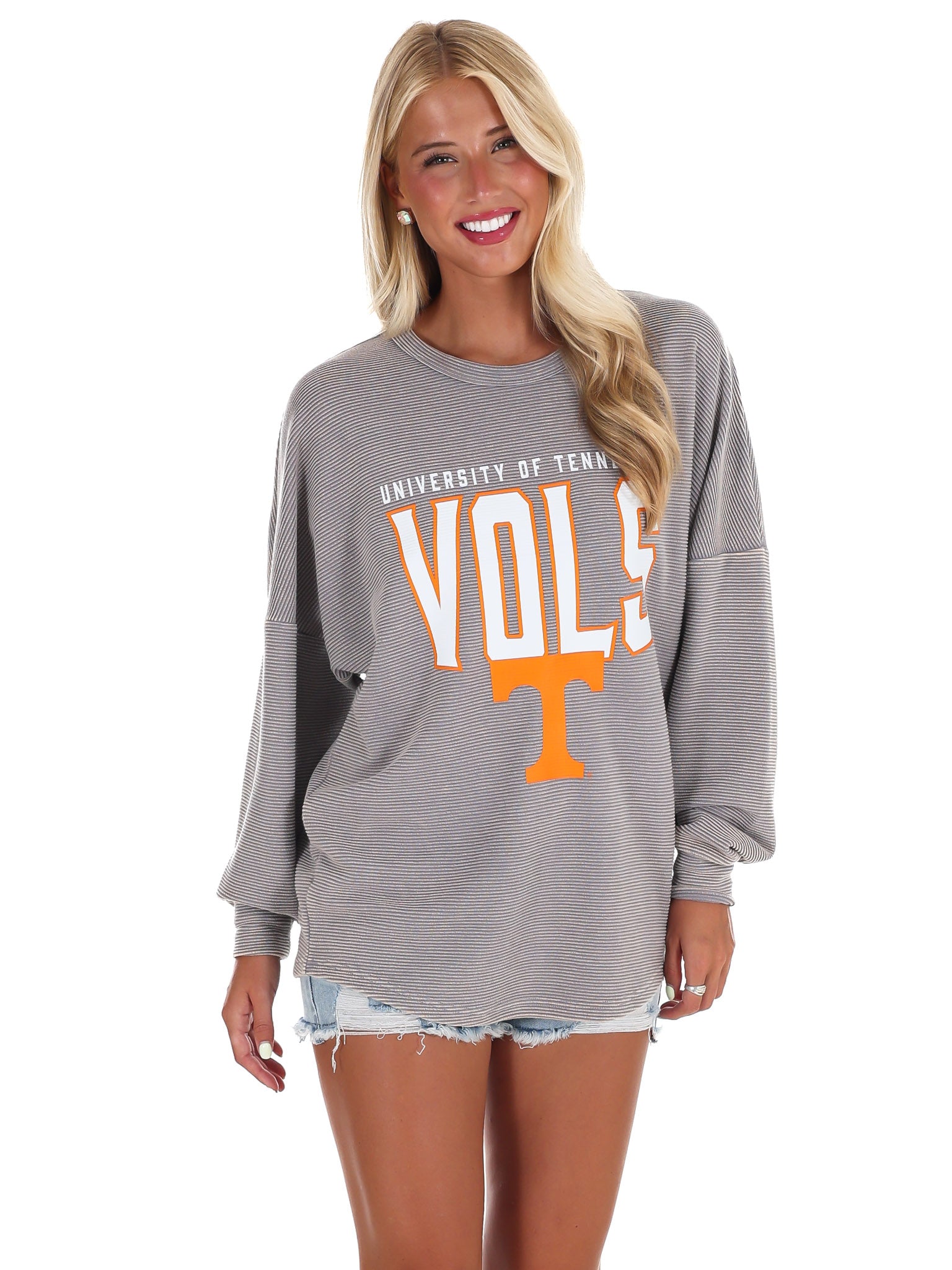 University of Tennessee Grey Corded Pullover