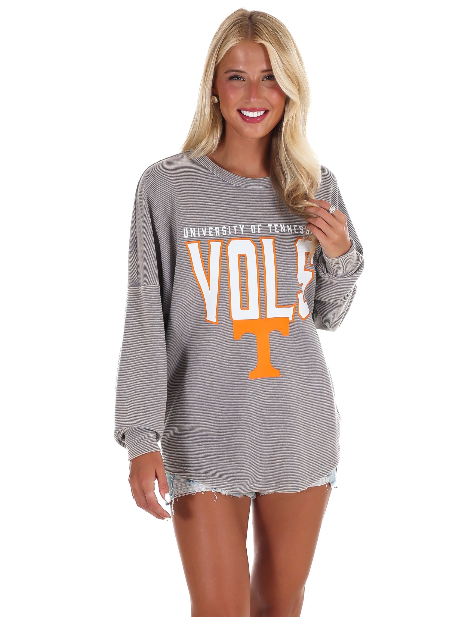 University of Tennessee Grey Corded Pullover