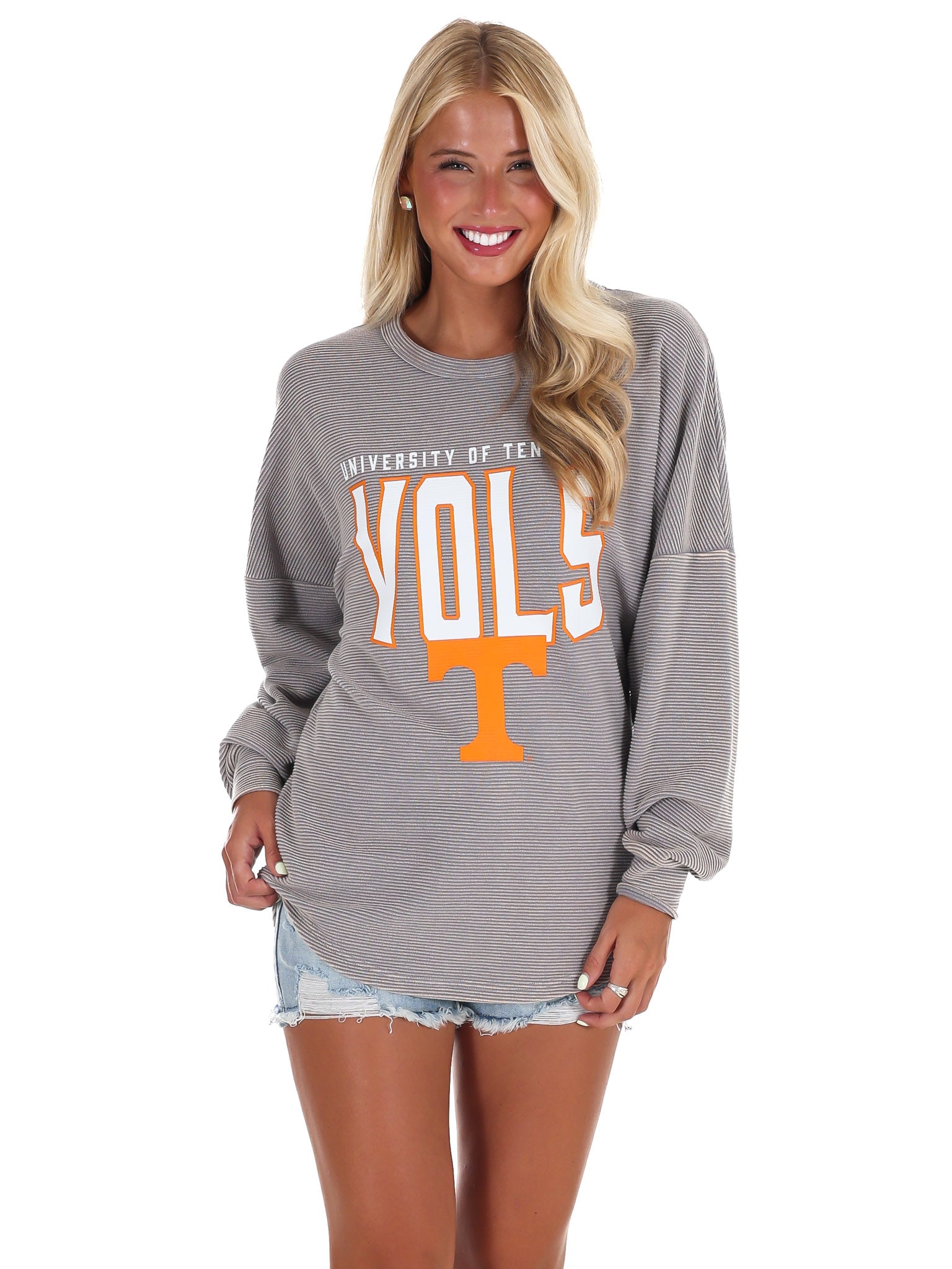 University of Tennessee Grey Corded Pullover