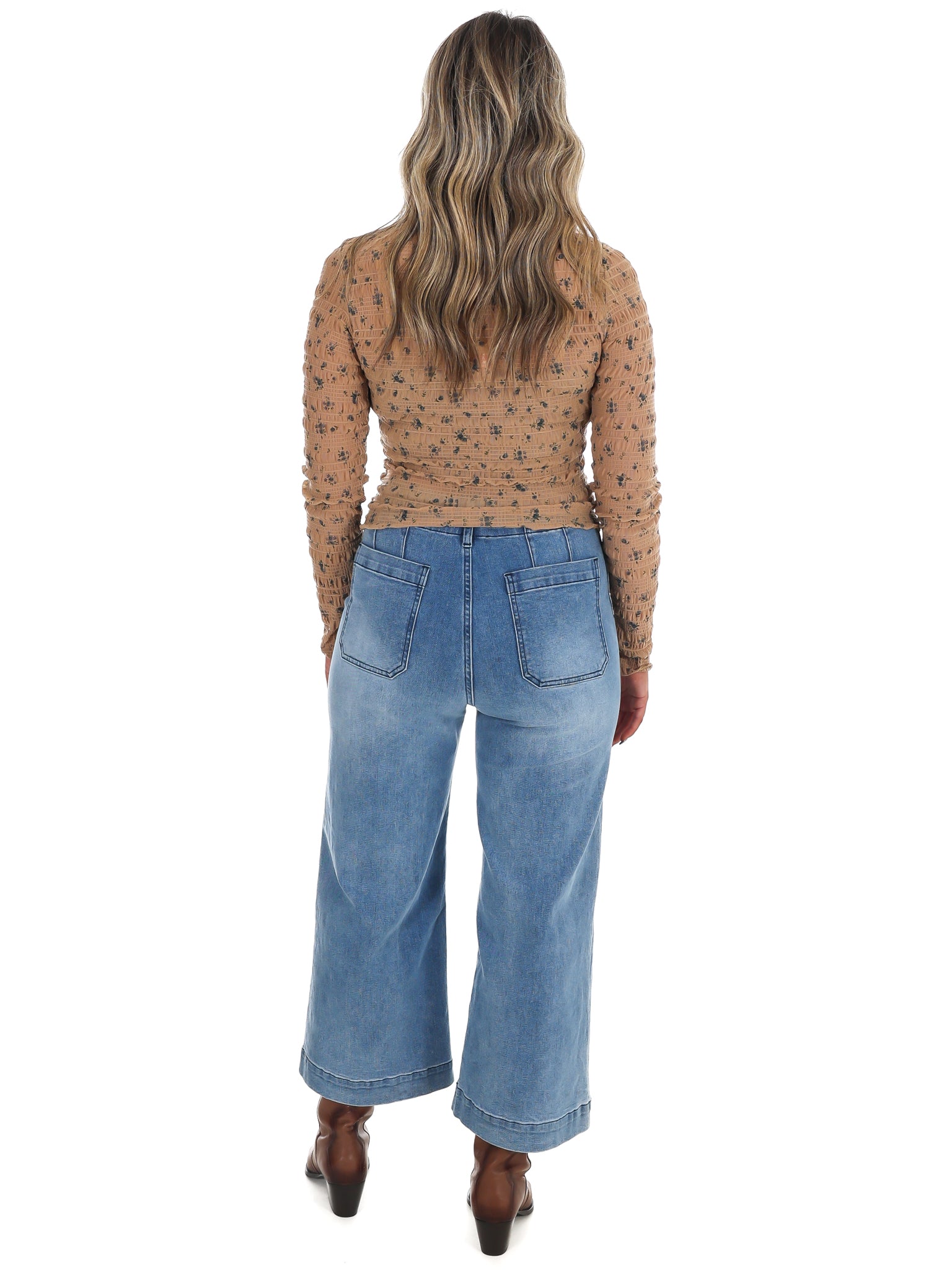 Golden Garden Floral Textured Top