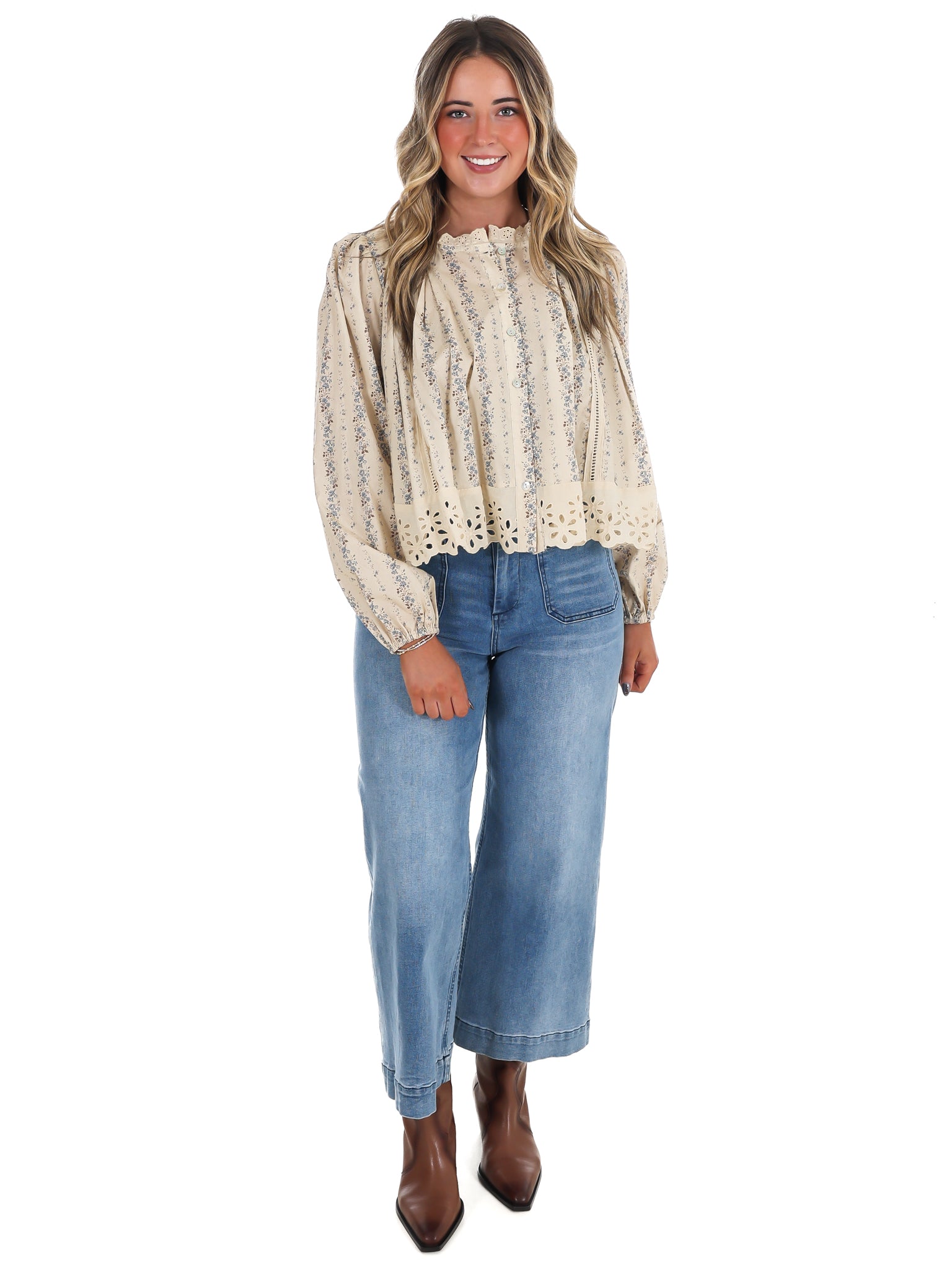 Floral Fields Lace Trim Top