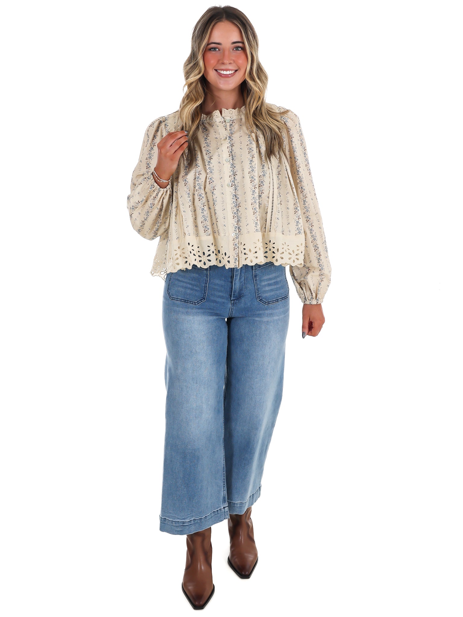 Floral Fields Lace Trim Top