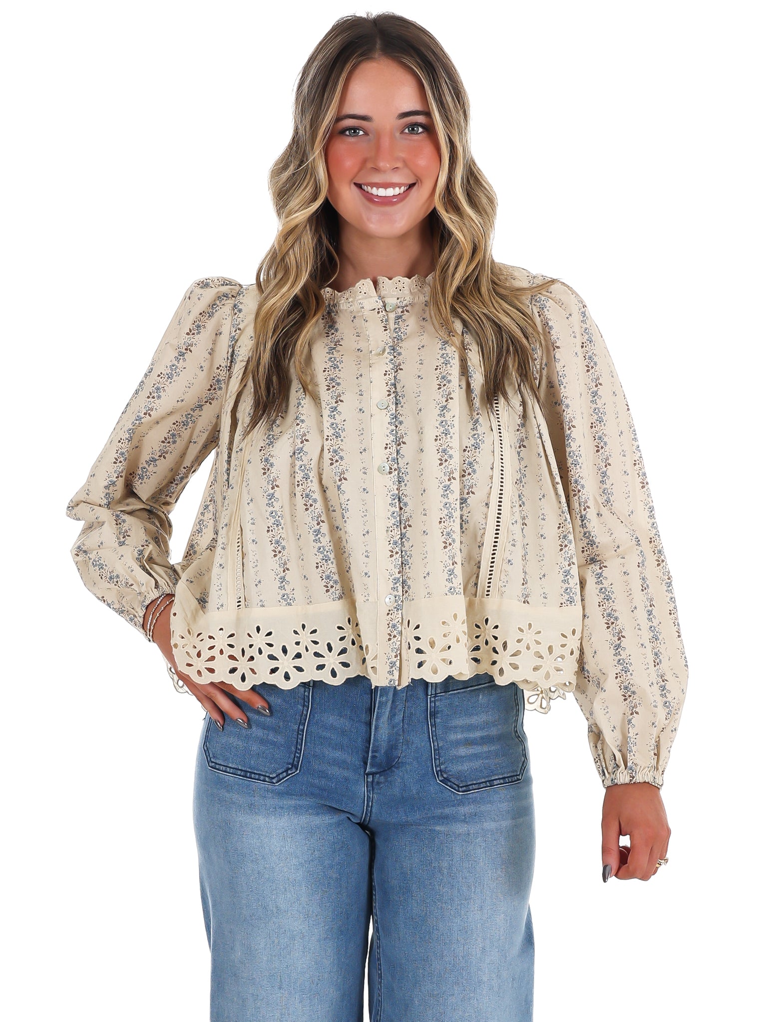 Floral Fields Lace Trim Top