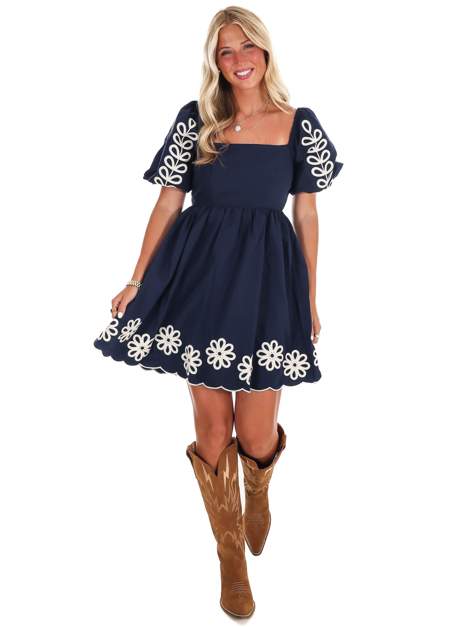 Dramatic Entrance Embroidered Mini Dress