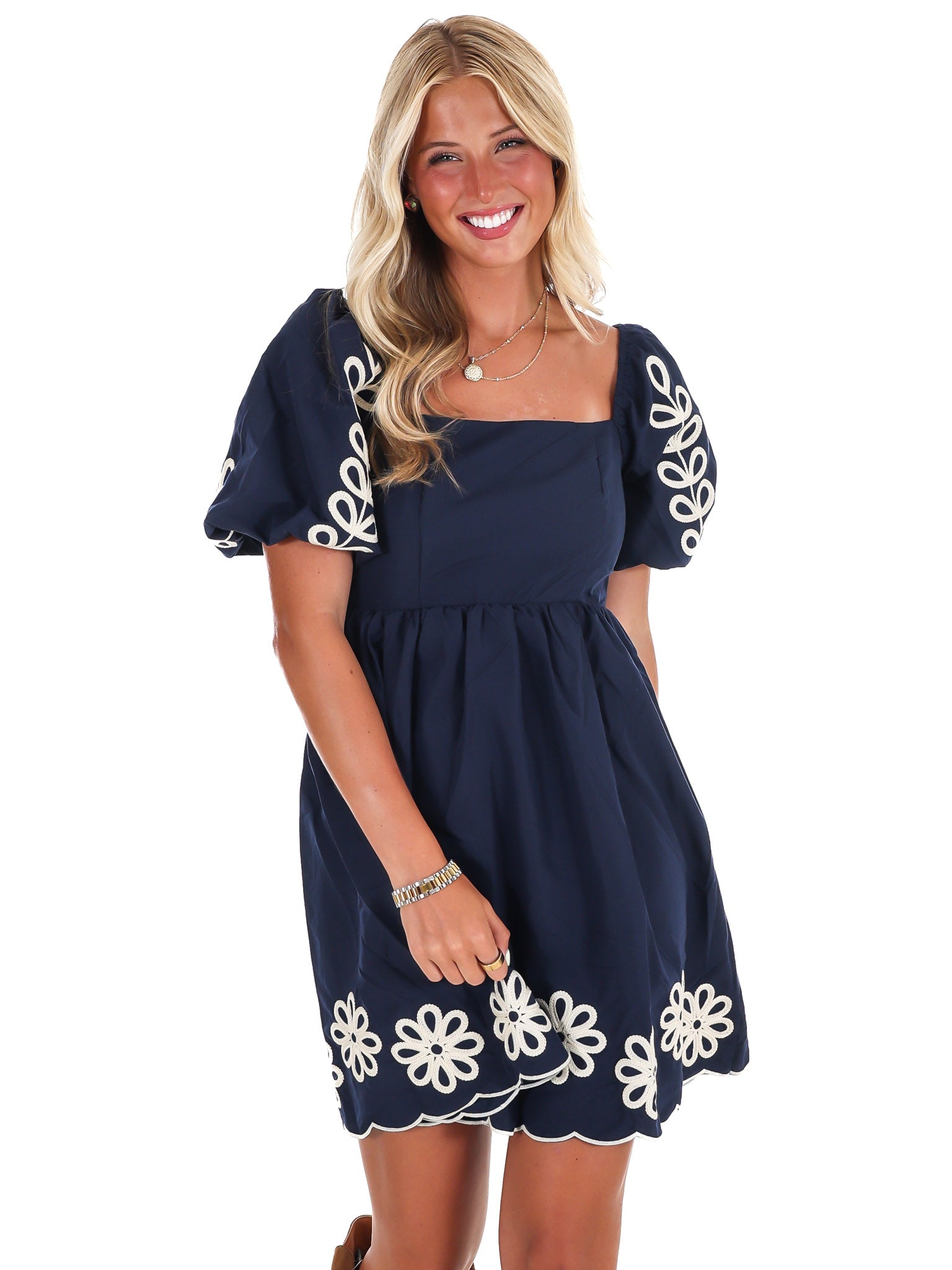 Dramatic Entrance Embroidered Mini Dress