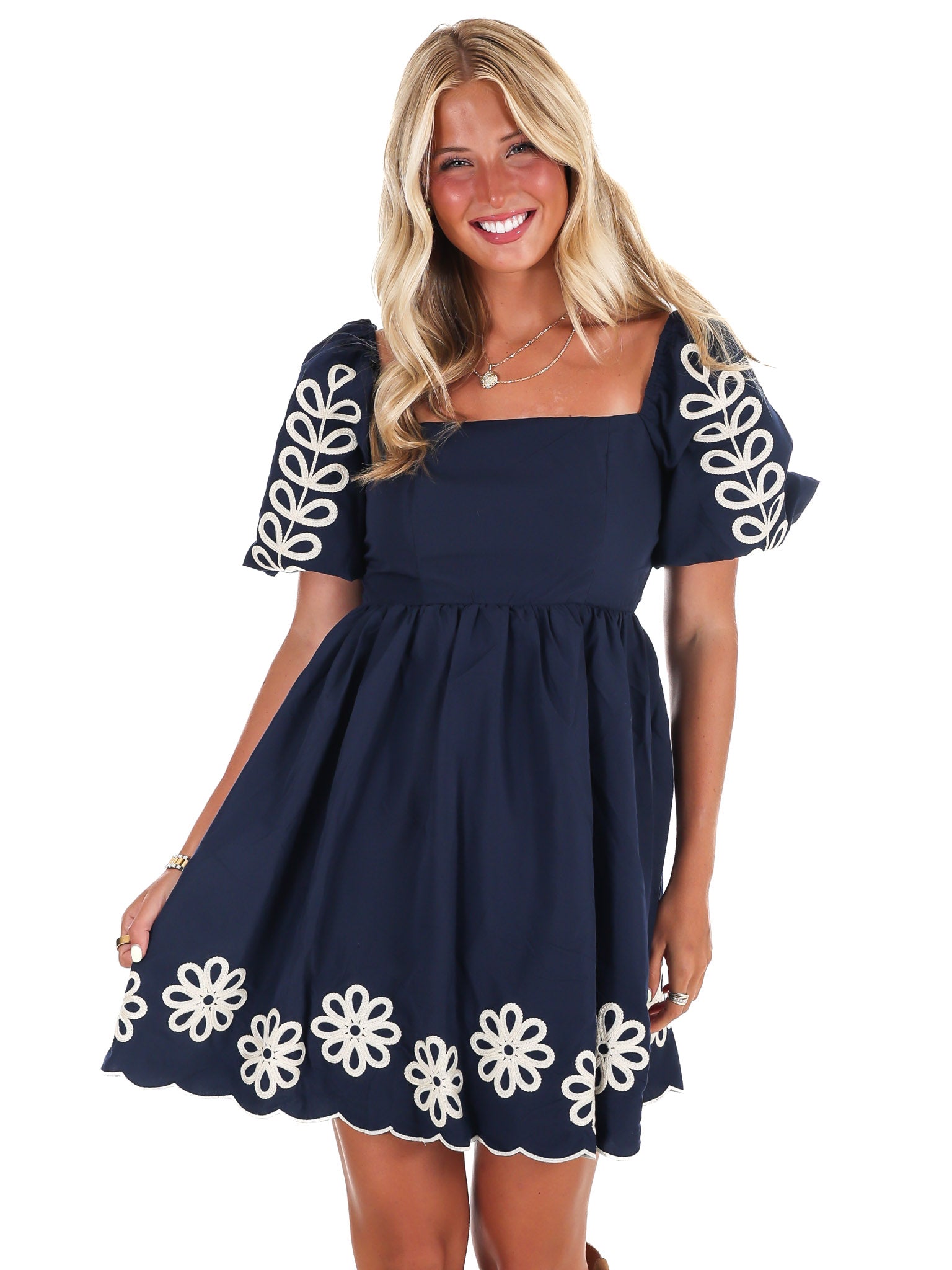 Dramatic Entrance Embroidered Mini Dress