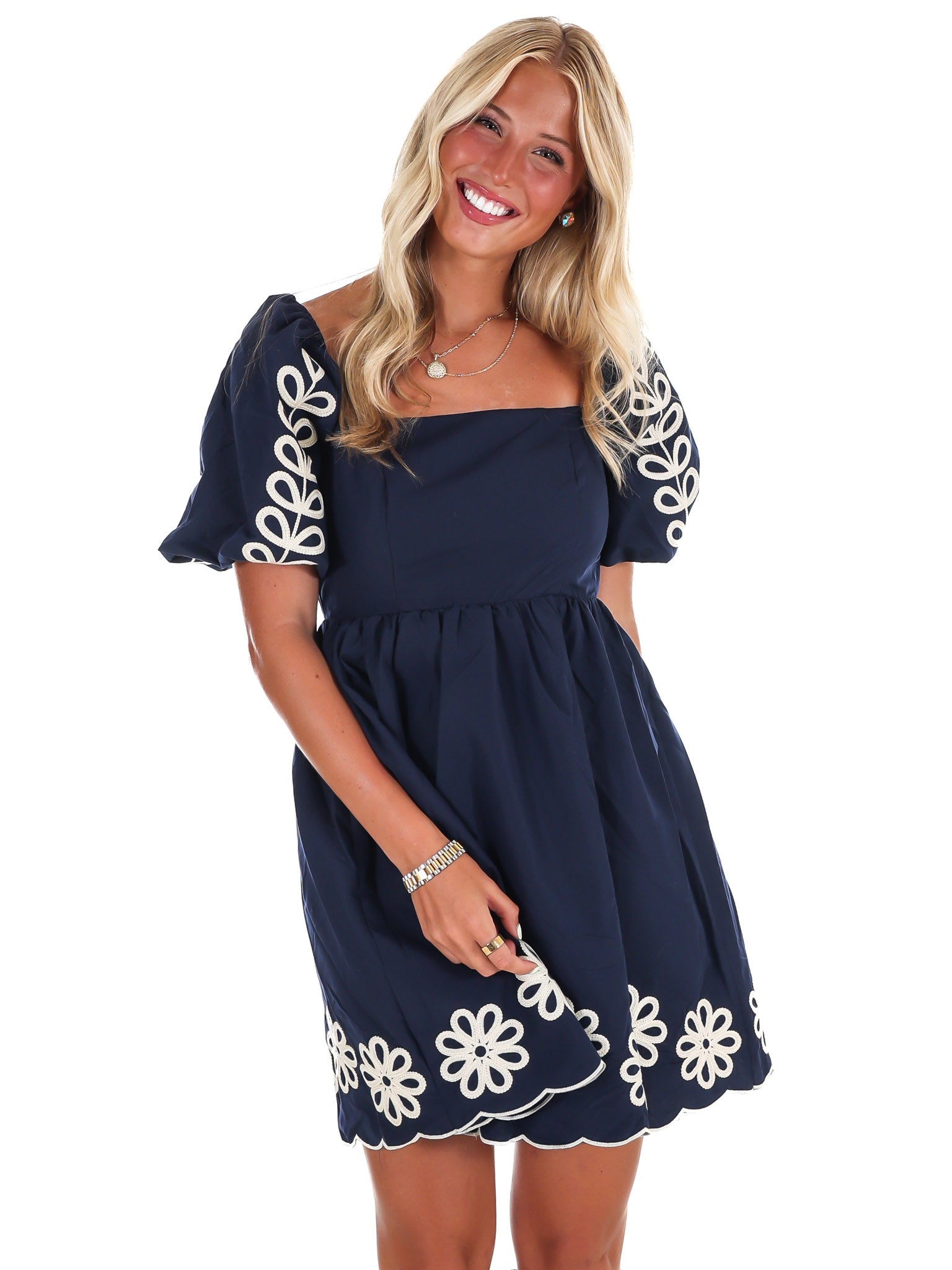 Dramatic Entrance Embroidered Mini Dress