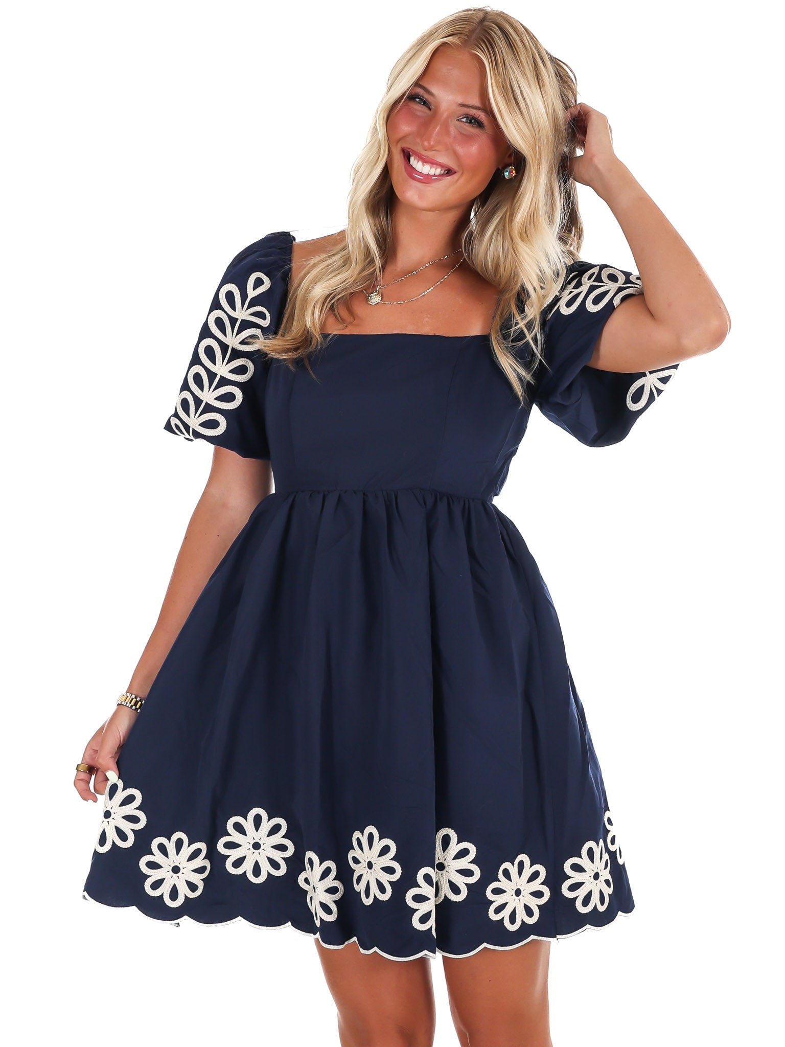 Dramatic Entrance Embroidered Mini Dress