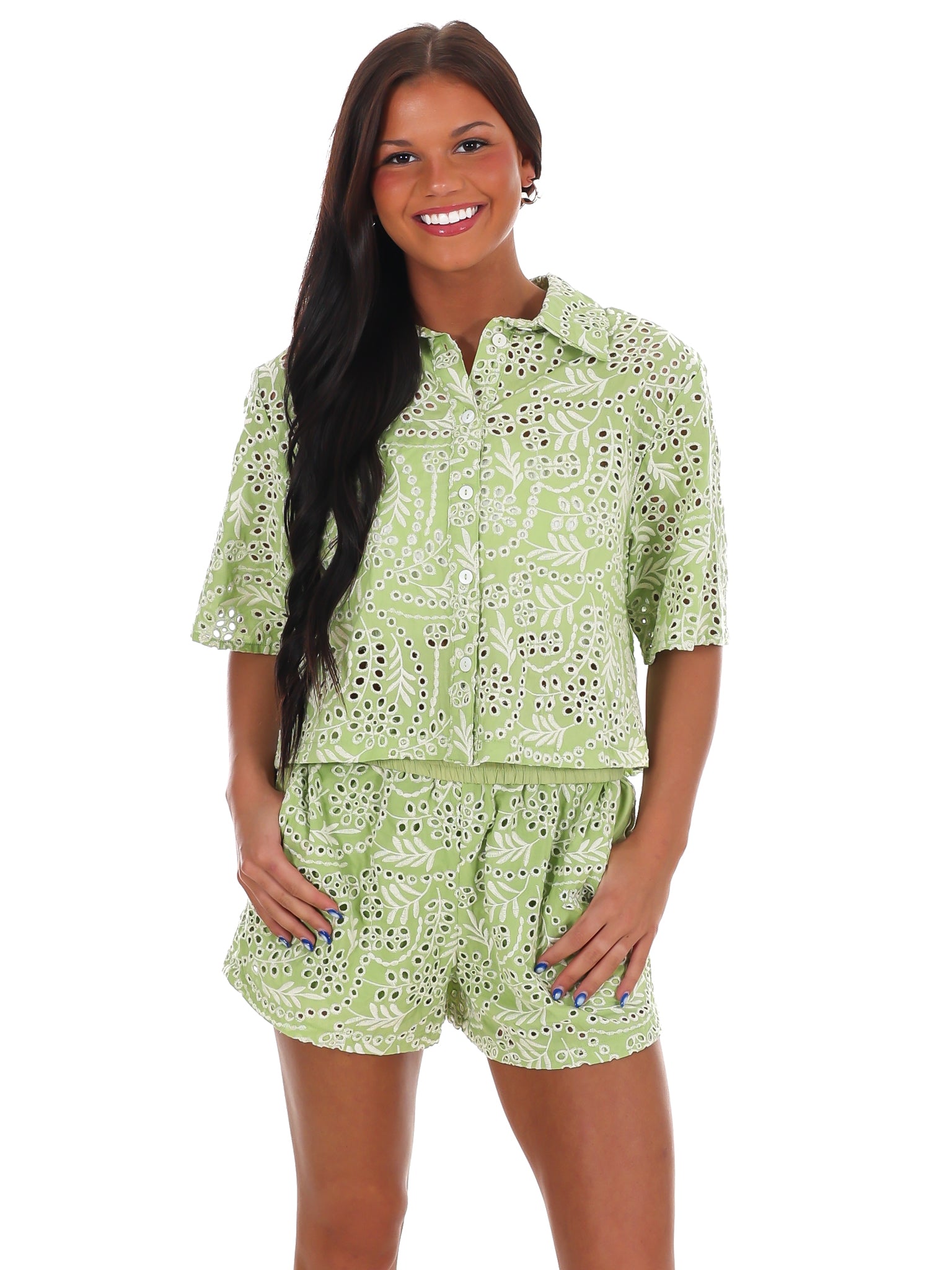 Summer Lace Eyelet Two Piece Set