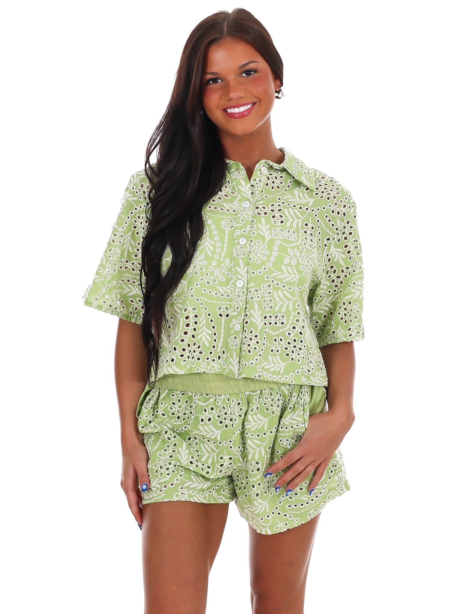 Summer Lace Eyelet Two Piece Set