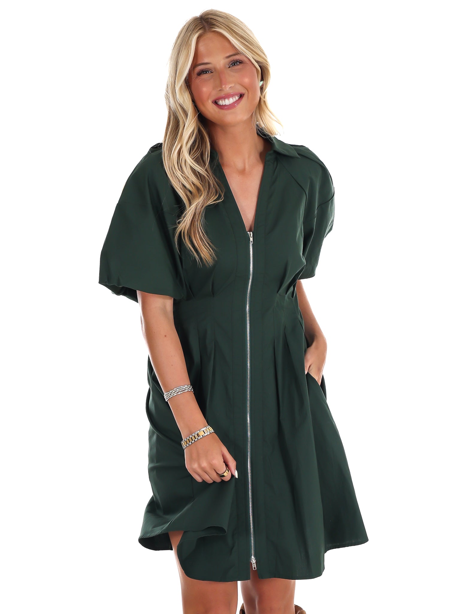 Whispering Pines Zip Mini Dress