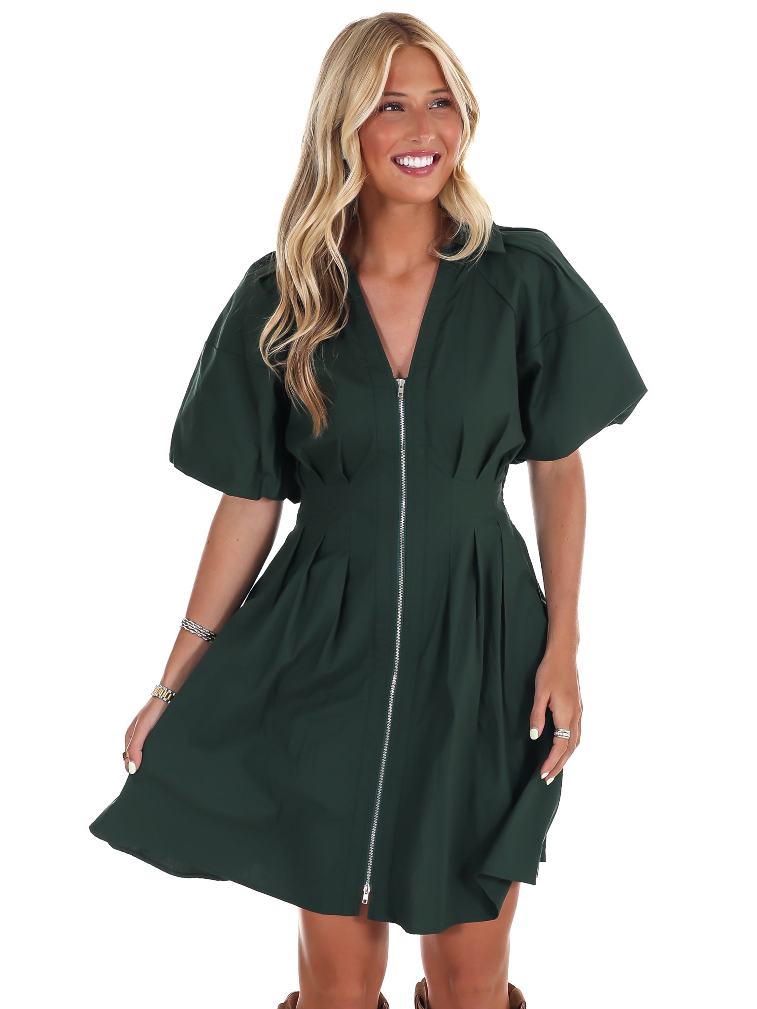 Whispering Pines Zip Mini Dress