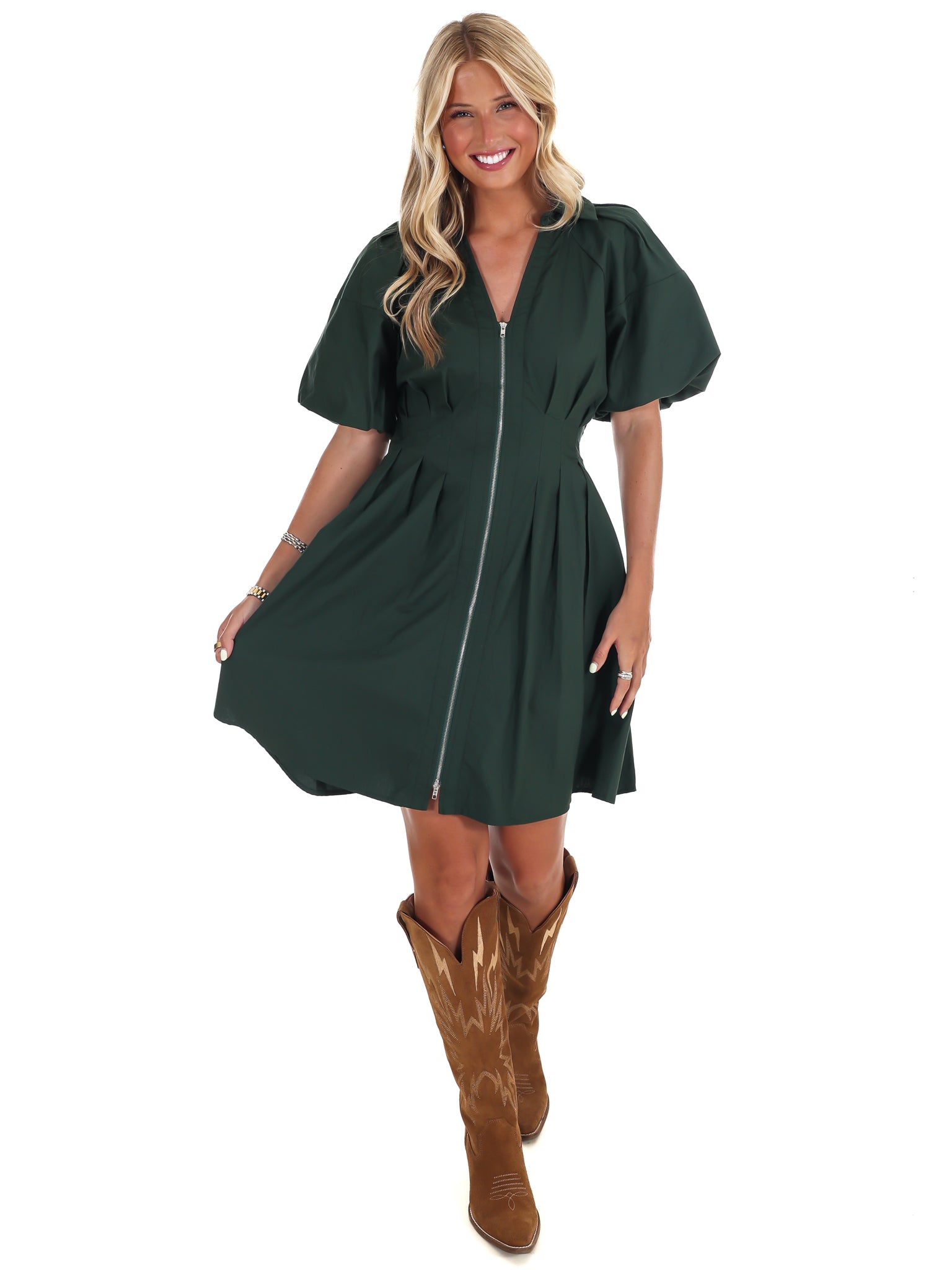 Whispering Pines Zip Mini Dress
