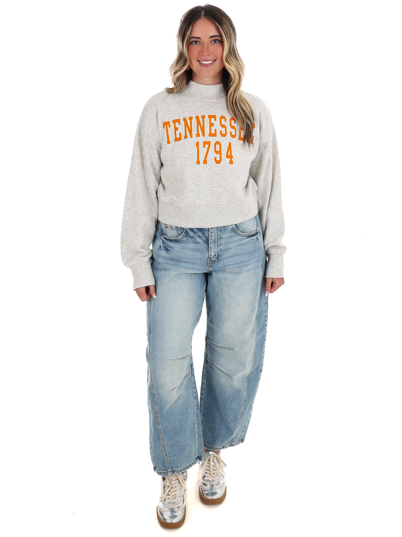 Vols College Block Puff Ink Cropped Mock Neck Hi-Dive Sweatshirt