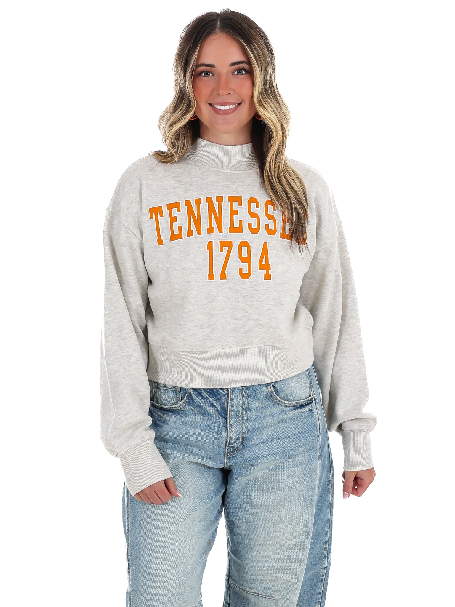 Vols College Block Puff Ink Cropped Mock Neck Hi-Dive Sweatshirt
