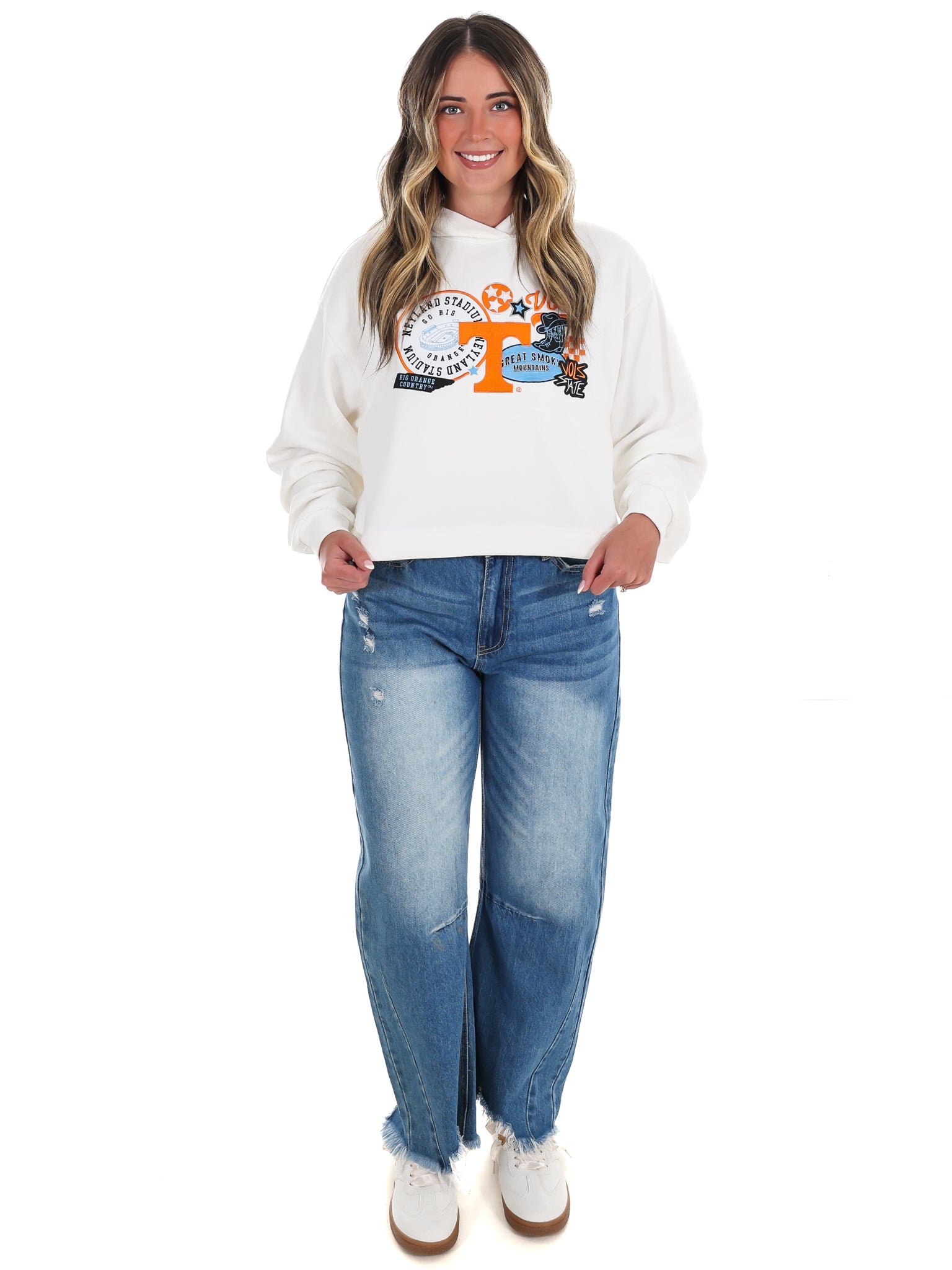 Tennessee Layer Patch Luxe Crop Hoodie