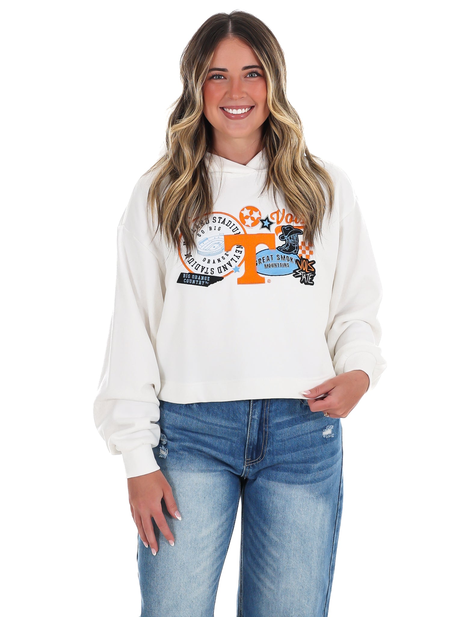 Tennessee Layer Patch Luxe Crop Hoodie