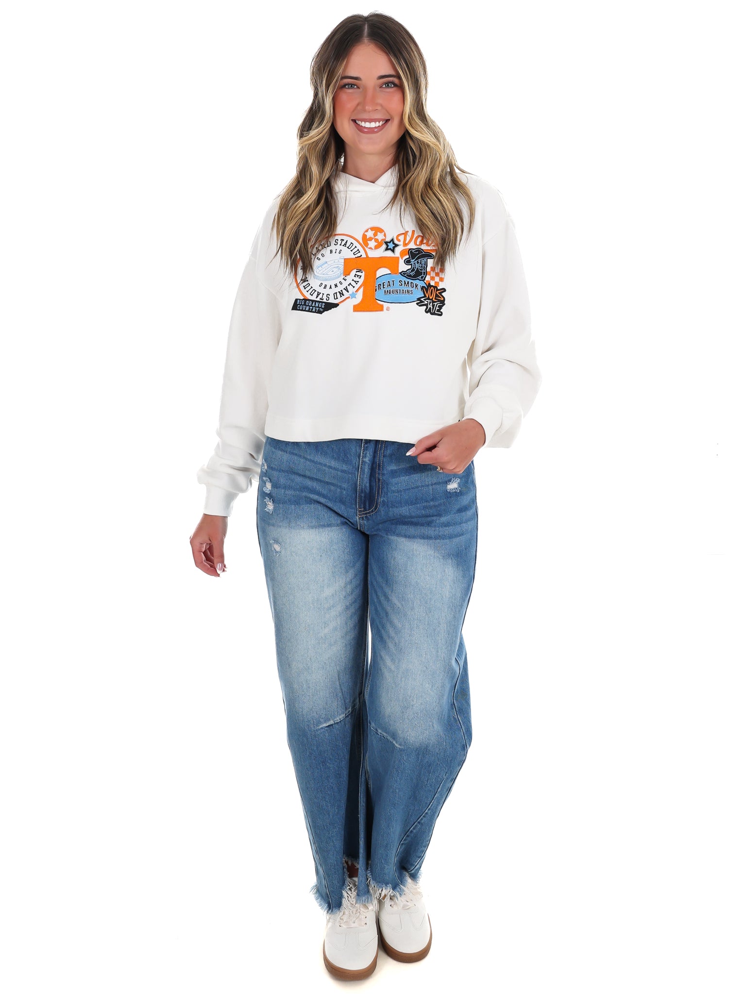 Tennessee Layer Patch Luxe Crop Hoodie