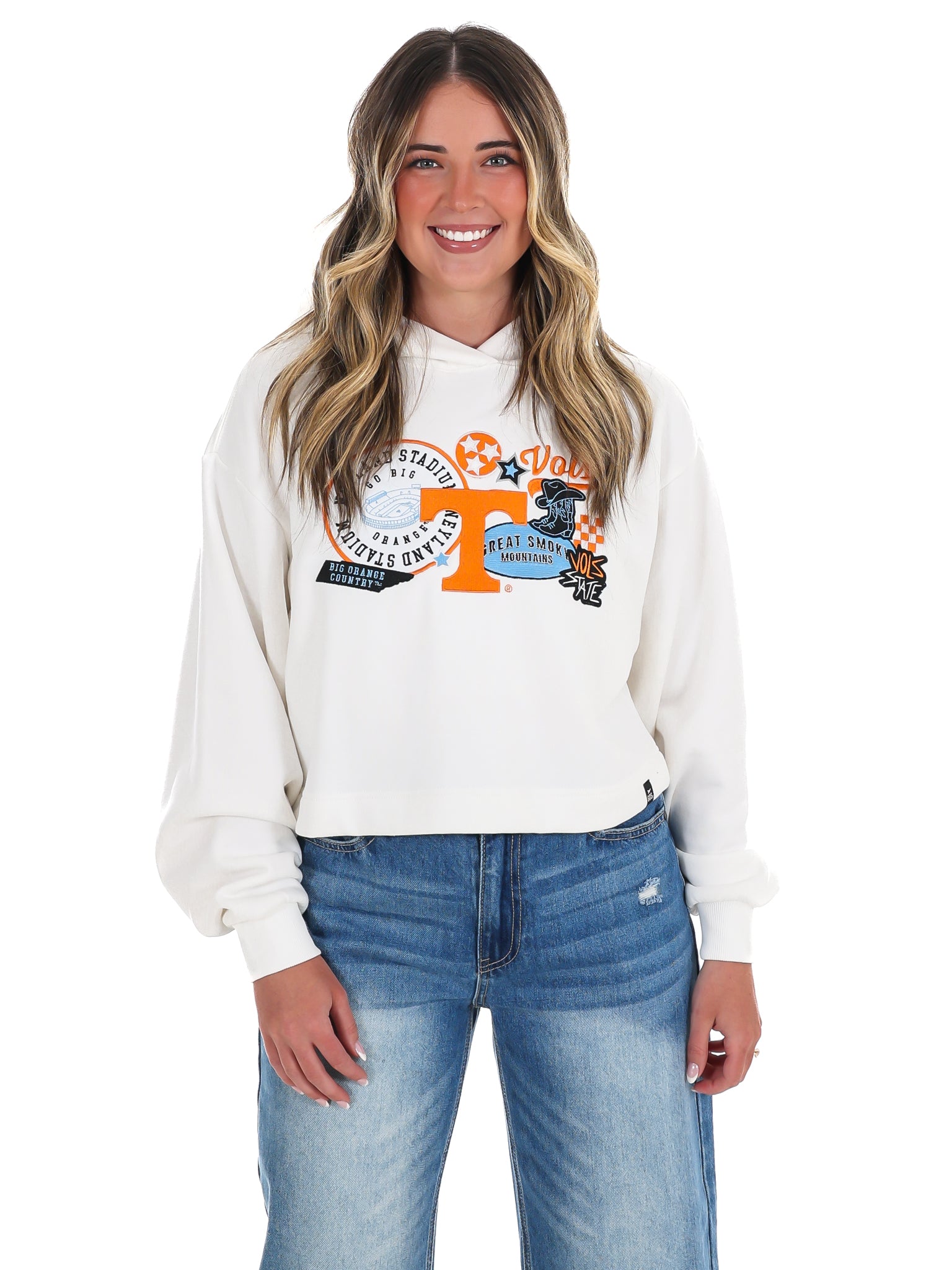 Tennessee Layer Patch Luxe Crop Hoodie