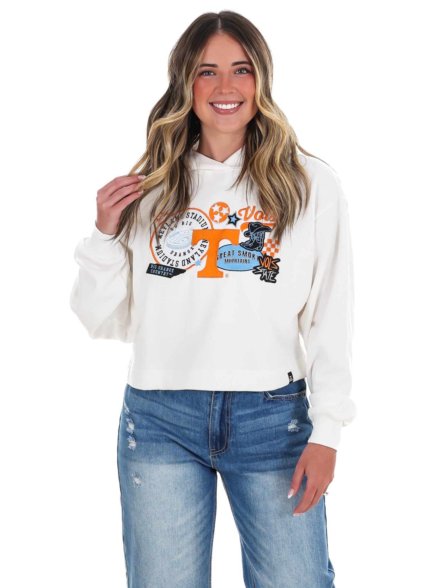 Tennessee Layer Patch Luxe Crop Hoodie