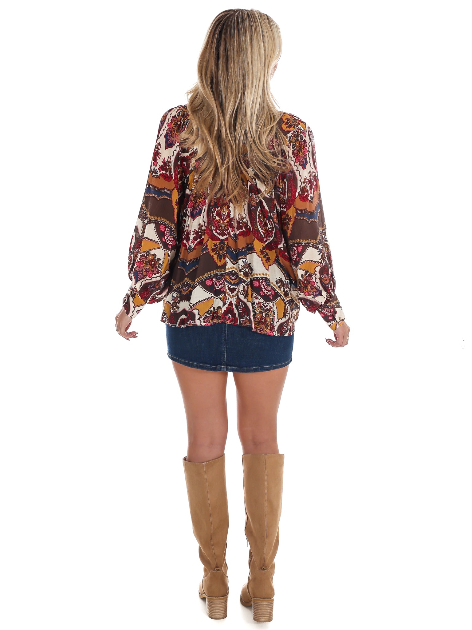 Breezy Bright Print Button Down Top