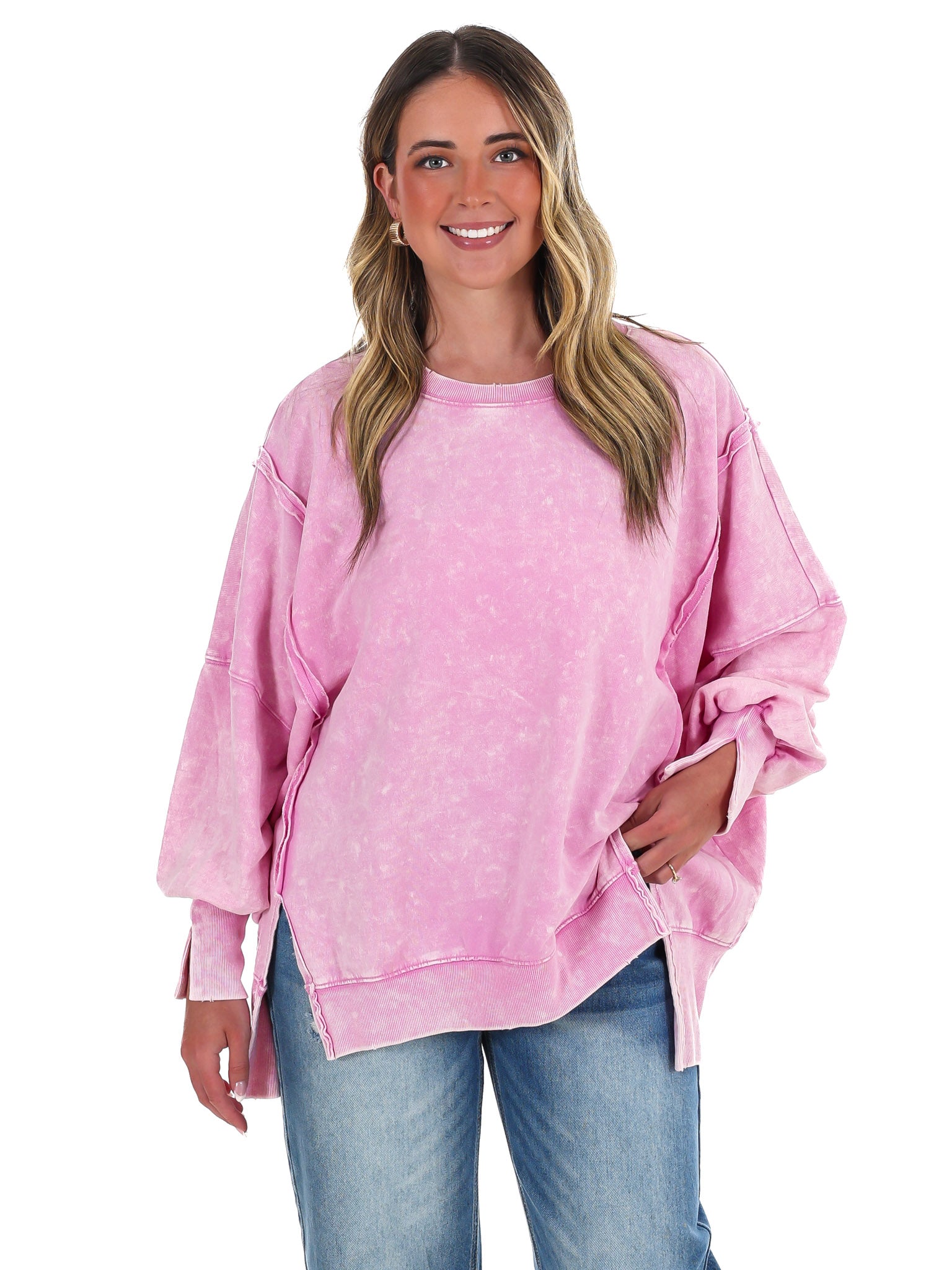Lovely Life Acid Wash Sweatshirt