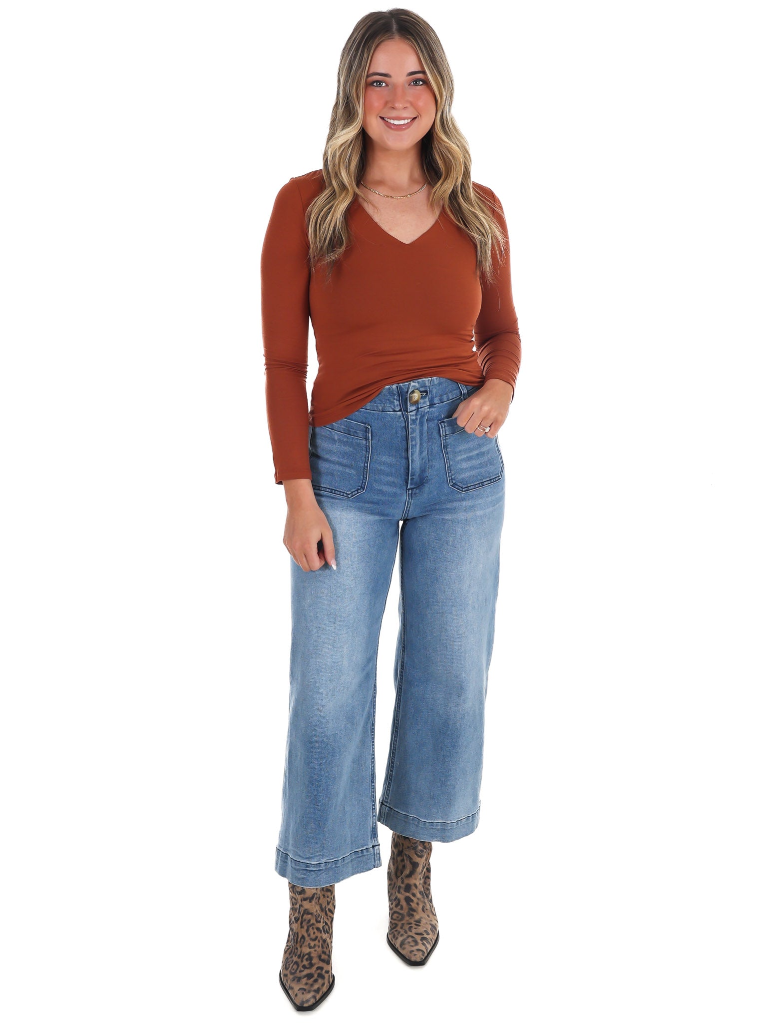 Lead the Way Double Layer V-Neck Fitted Top