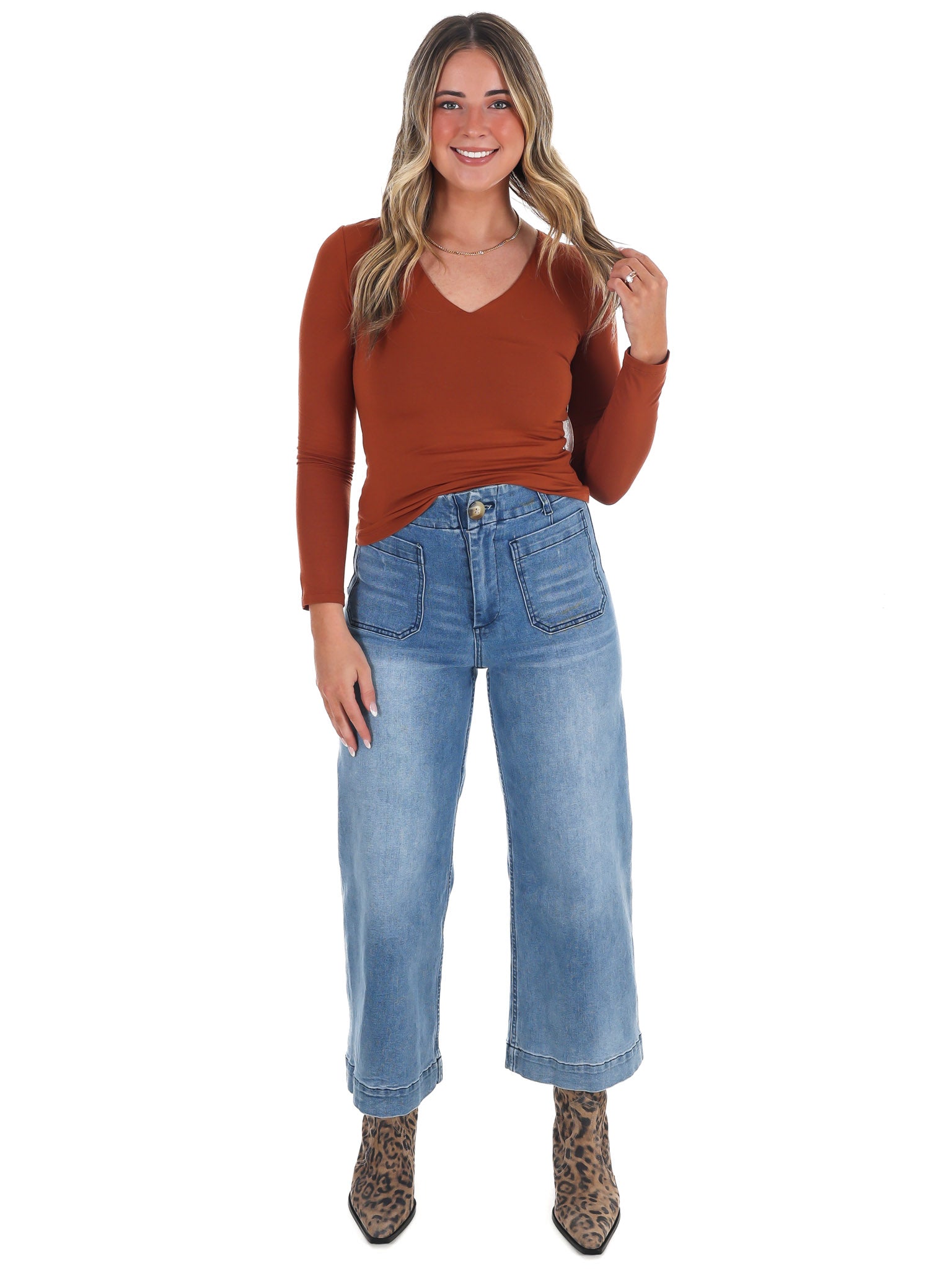 Lead the Way Double Layer V-Neck Fitted Top