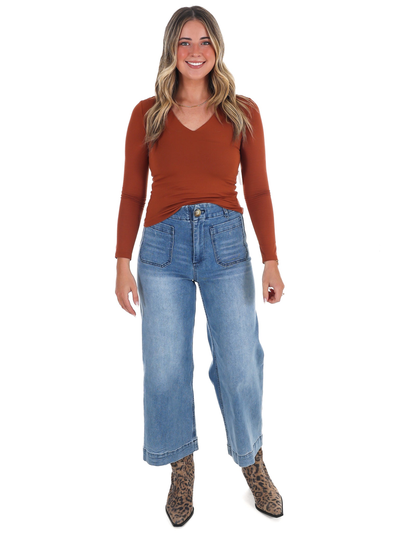 Lead the Way Double Layer V-Neck Fitted Top