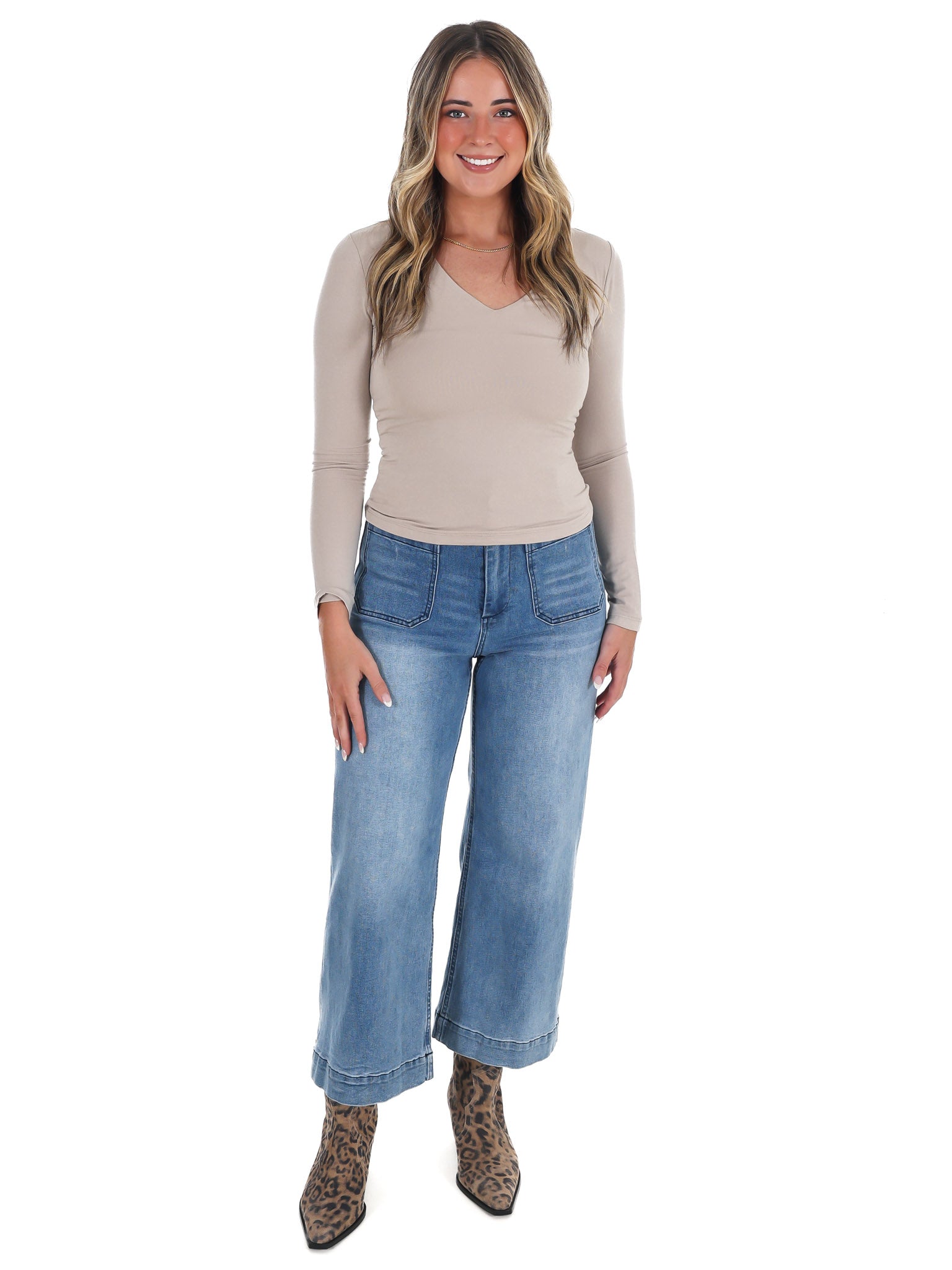 Lead the Way Double Layer V-Neck Fitted Top