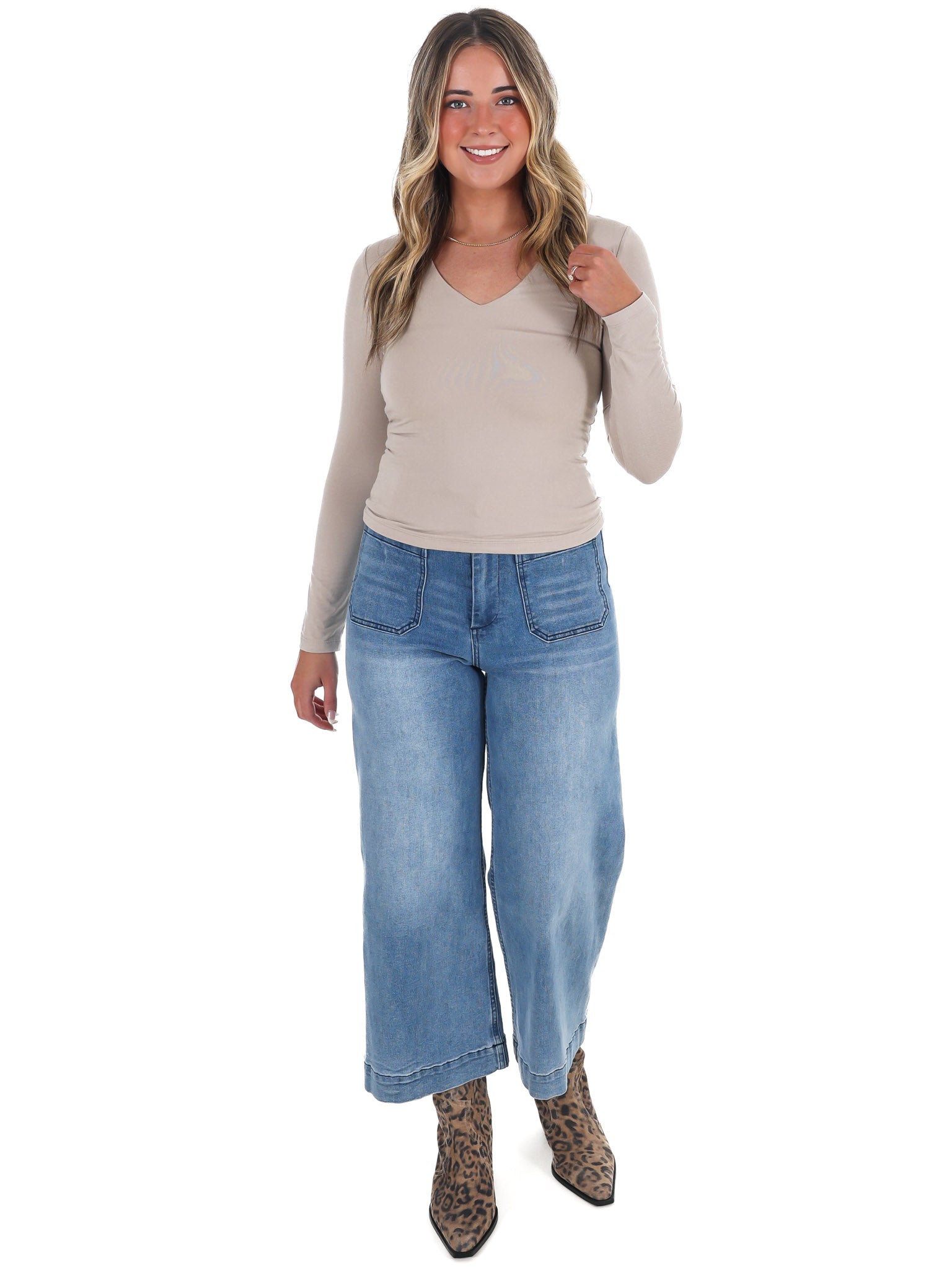 Lead the Way Double Layer V-Neck Fitted Top