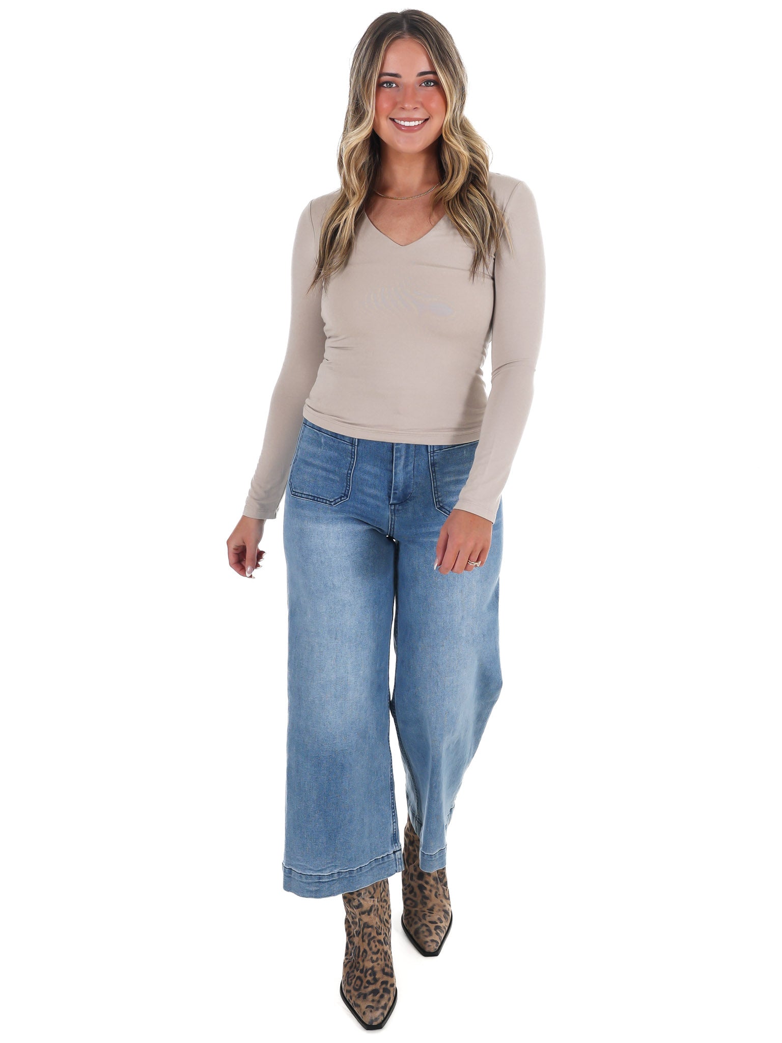 Lead the Way Double Layer V-Neck Fitted Top