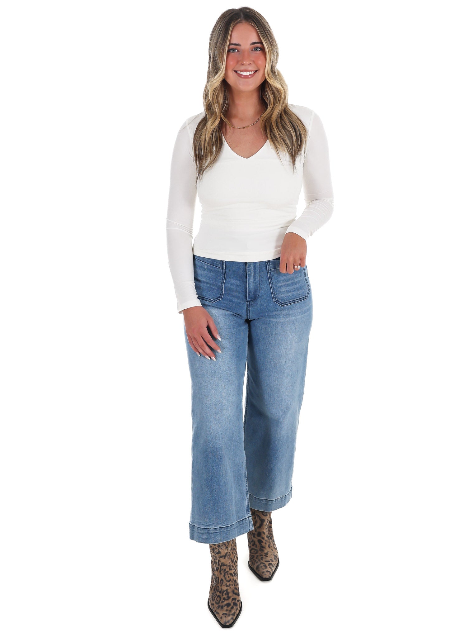 Lead the Way Double Layer V-Neck Fitted Top