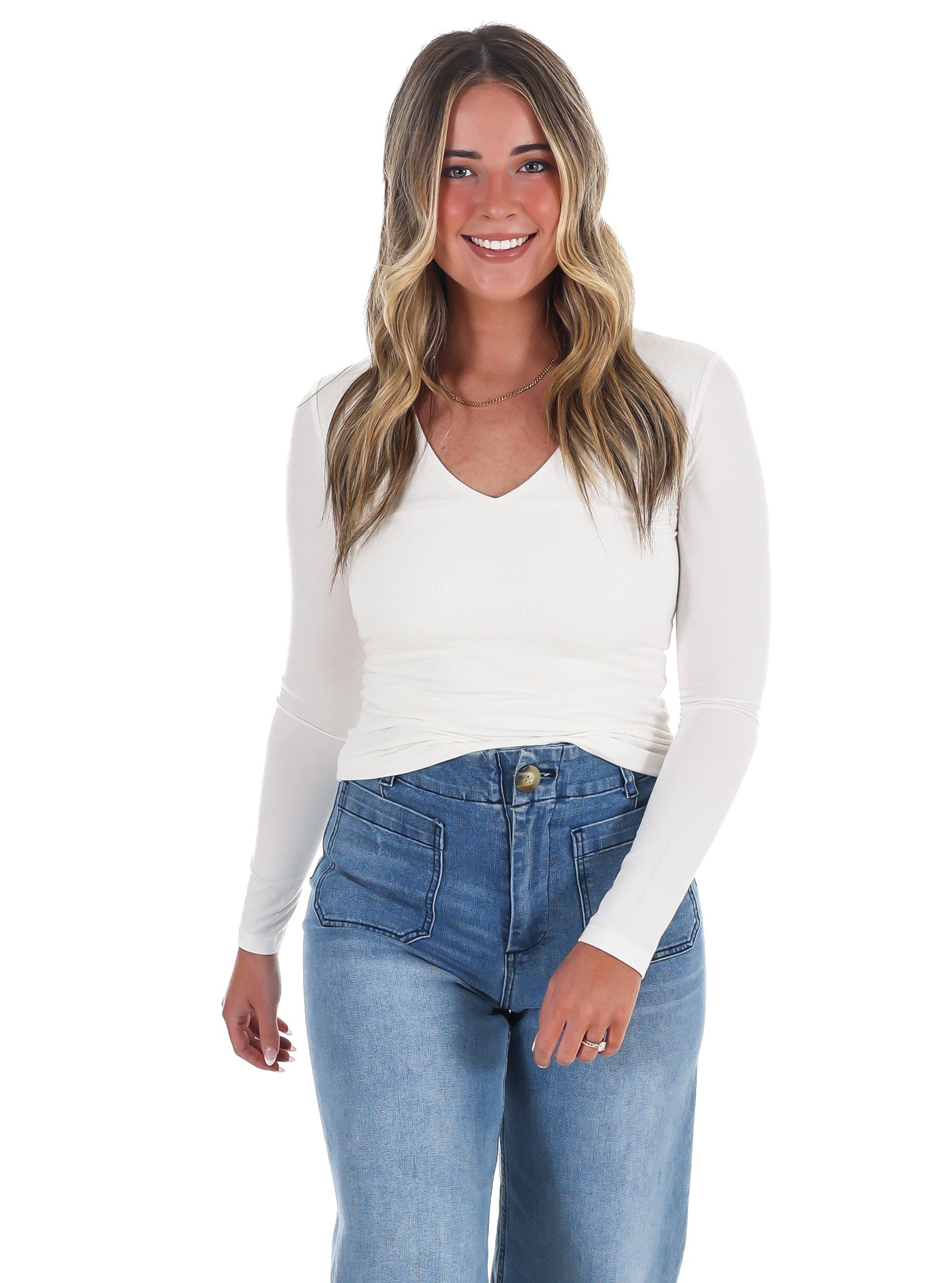 Lead the Way Double Layer V-Neck Fitted Top