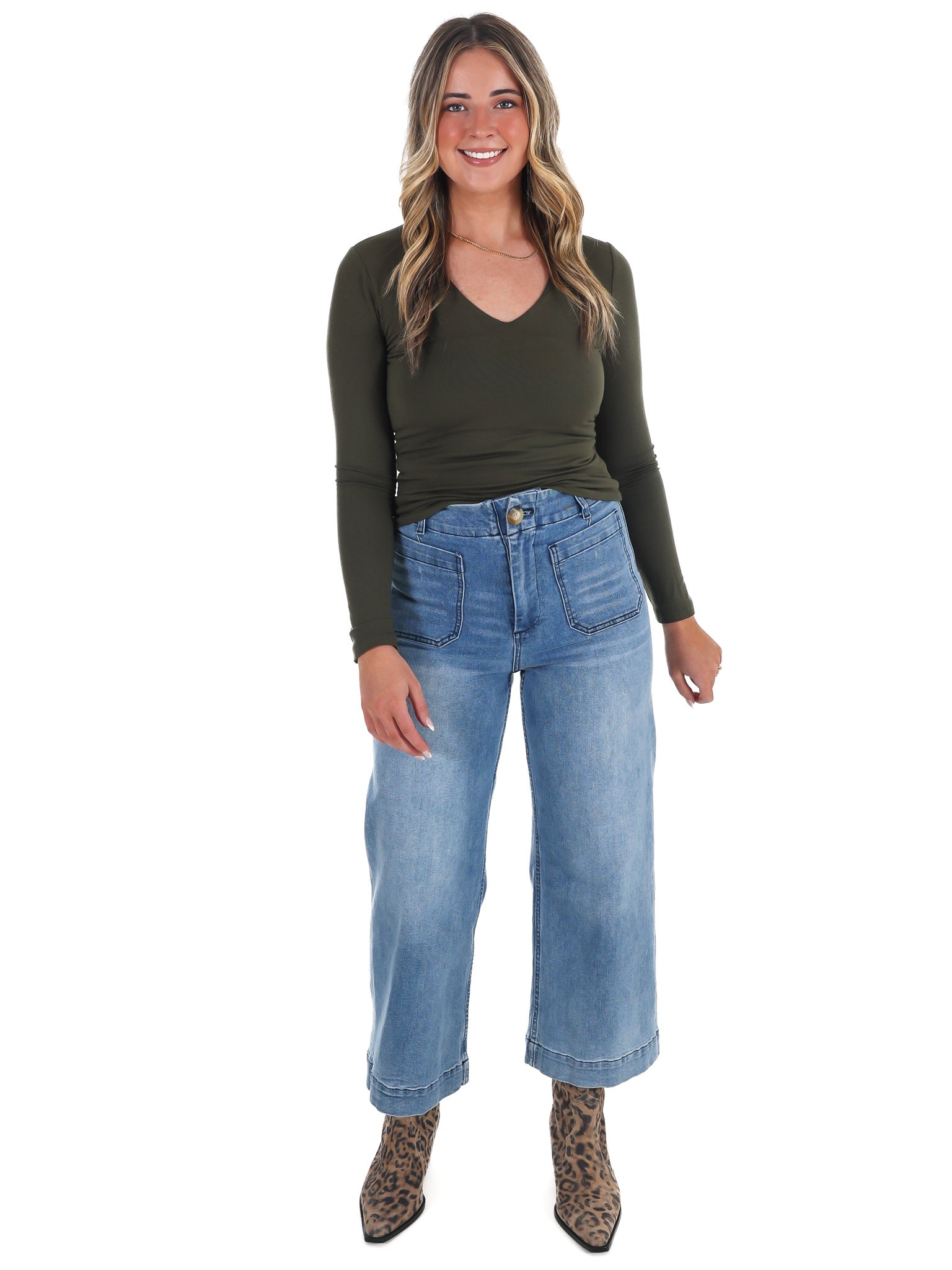 Lead the Way Double Layer V-Neck Fitted Top