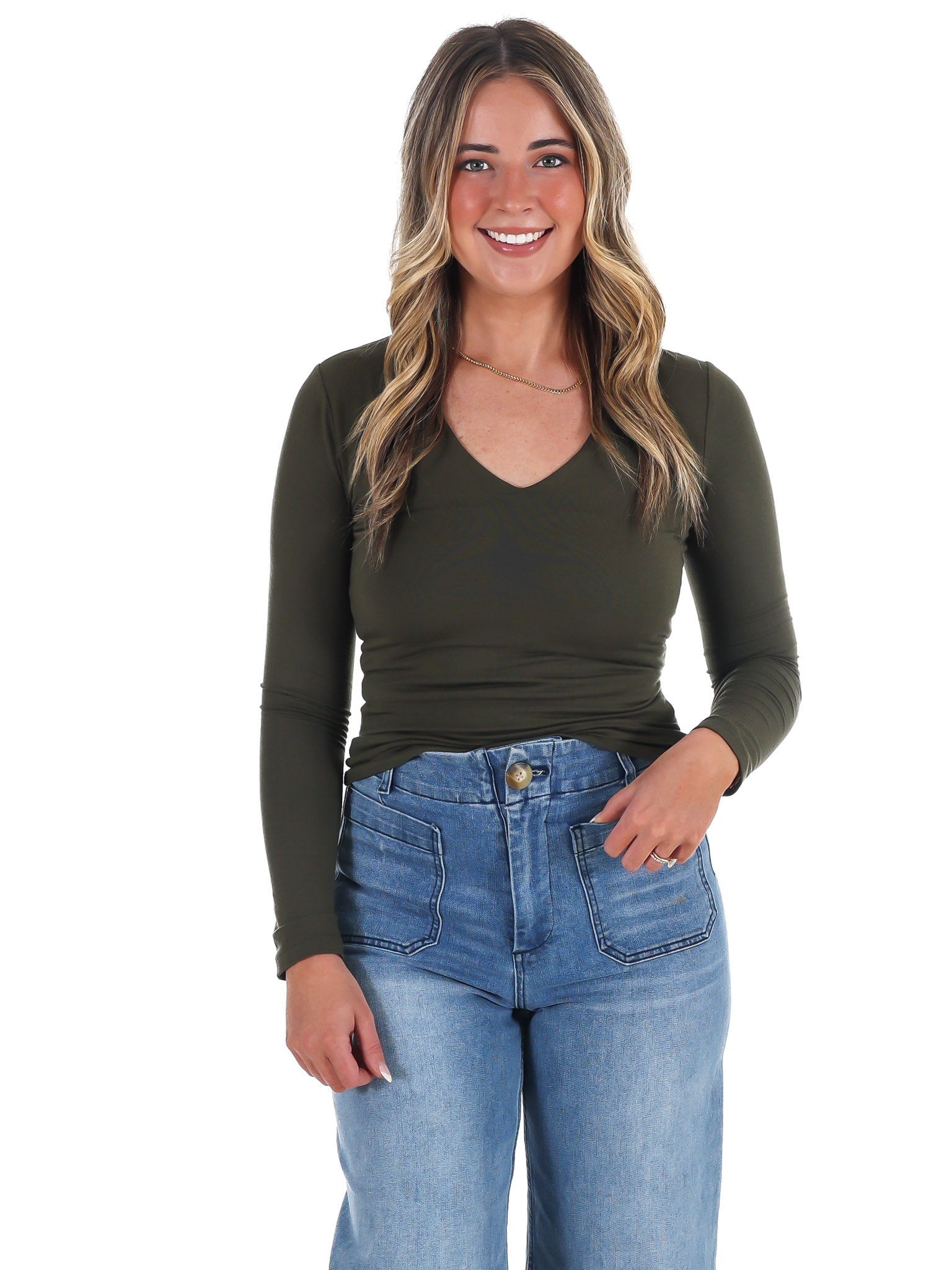 Lead the Way Double Layer V-Neck Fitted Top