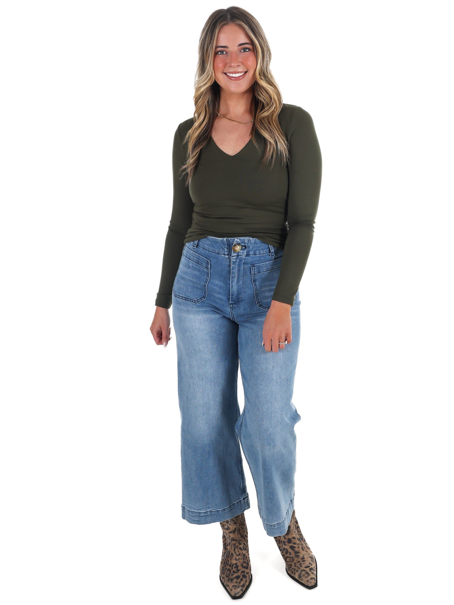 Lead the Way Double Layer V-Neck Fitted Top