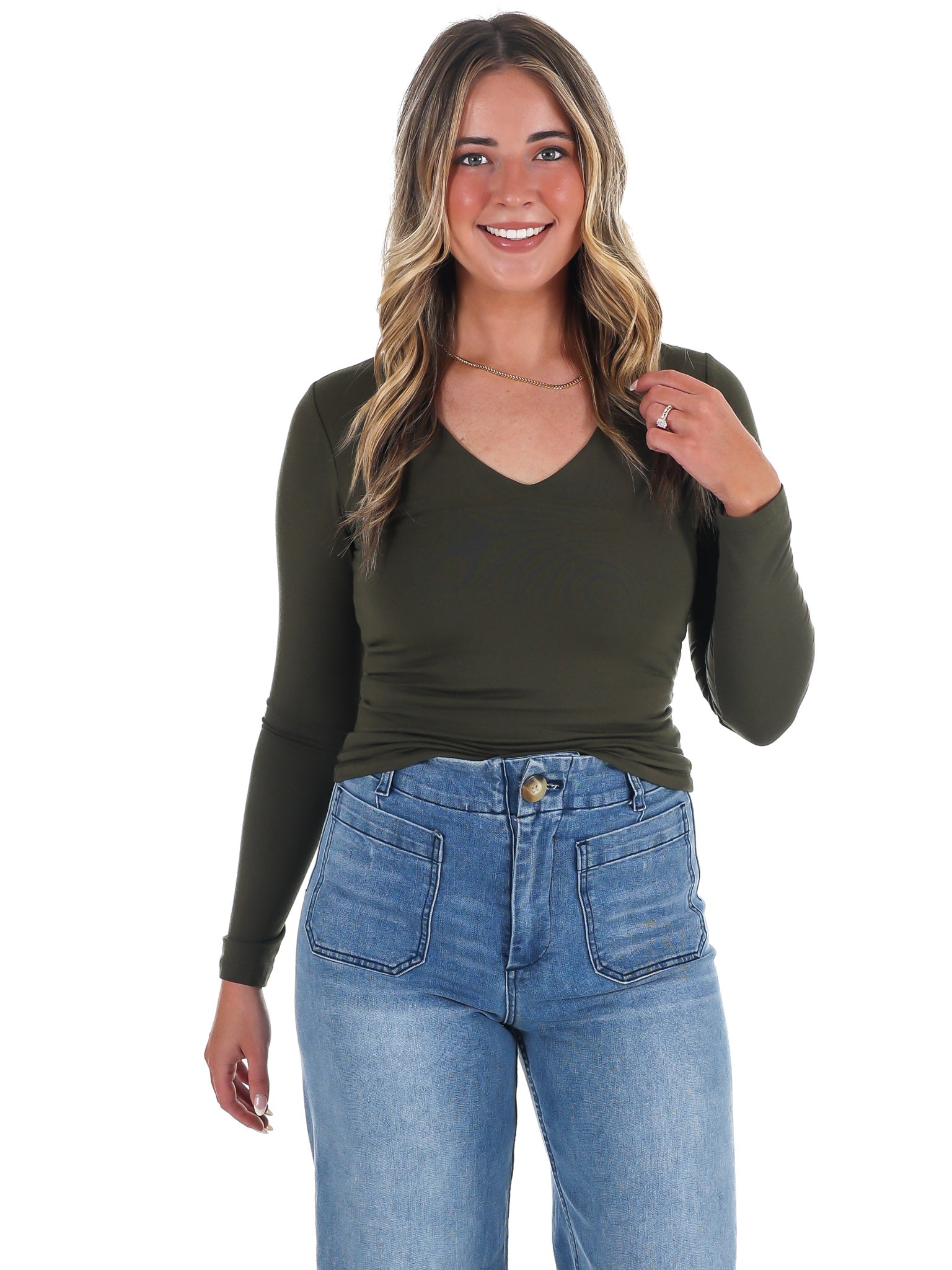 Lead the Way Double Layer V-Neck Fitted Top