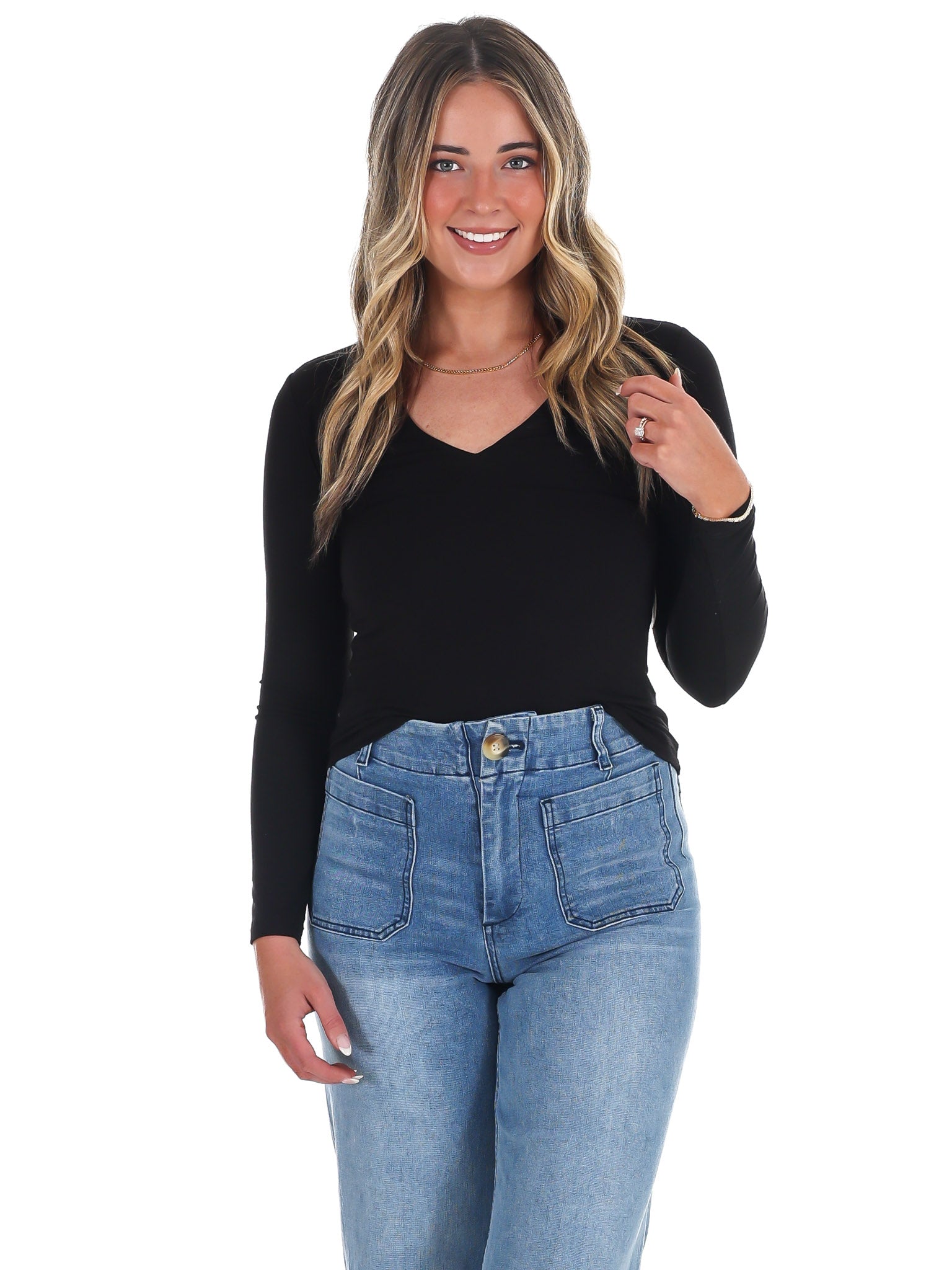 Lead the Way Double Layer V-Neck Fitted Top