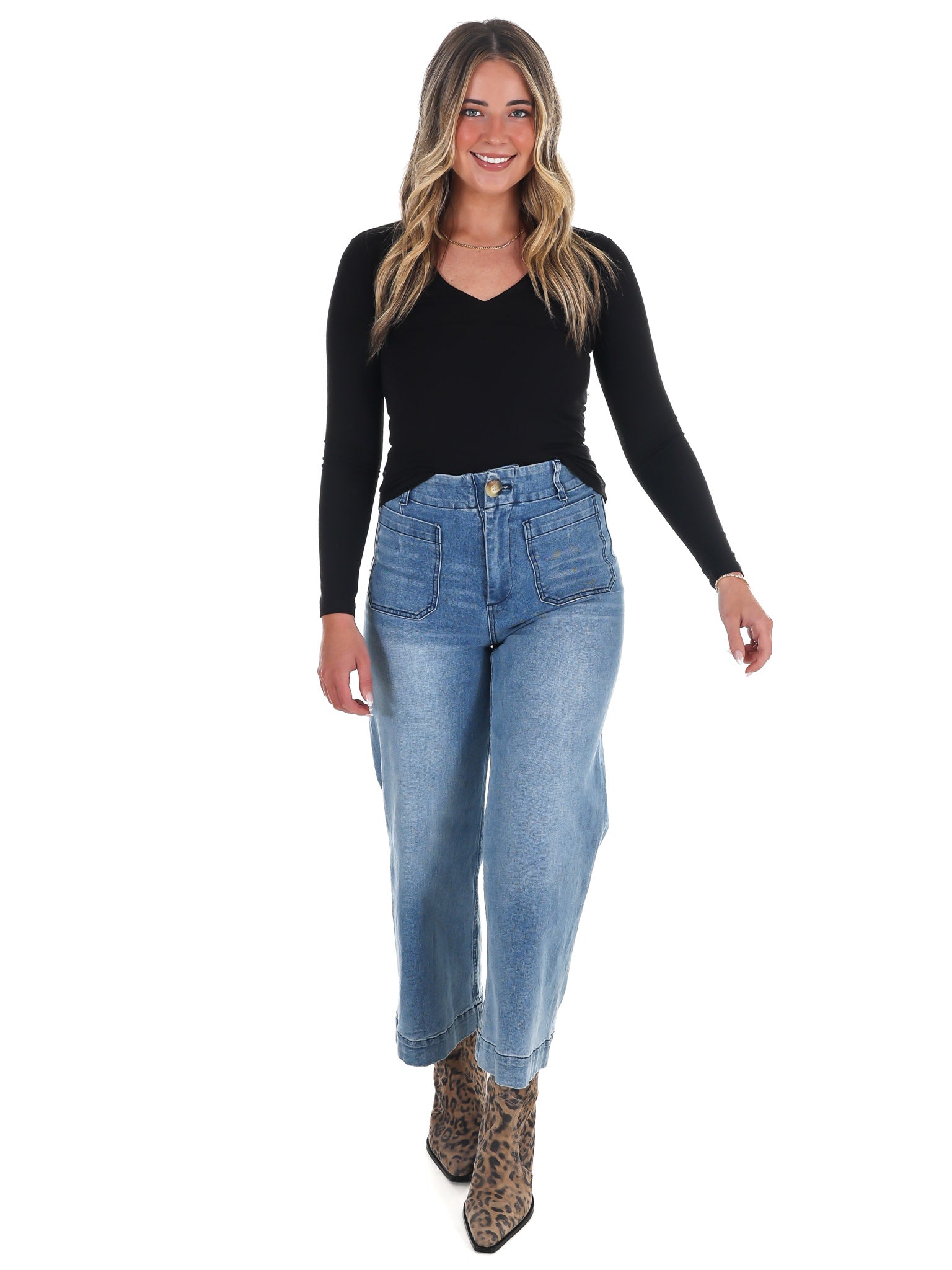 Lead the Way Double Layer V-Neck Fitted Top