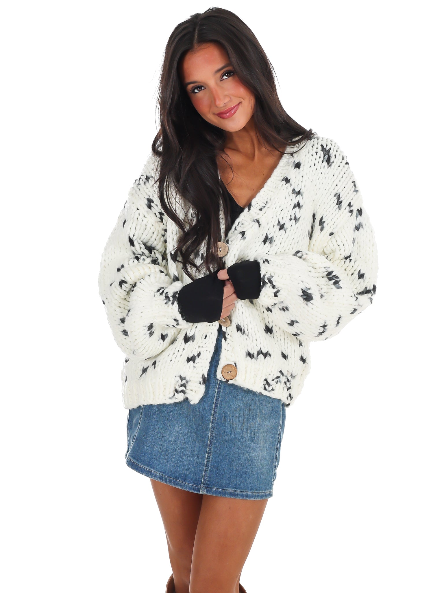 Chunky Pattern Knit Cardigan