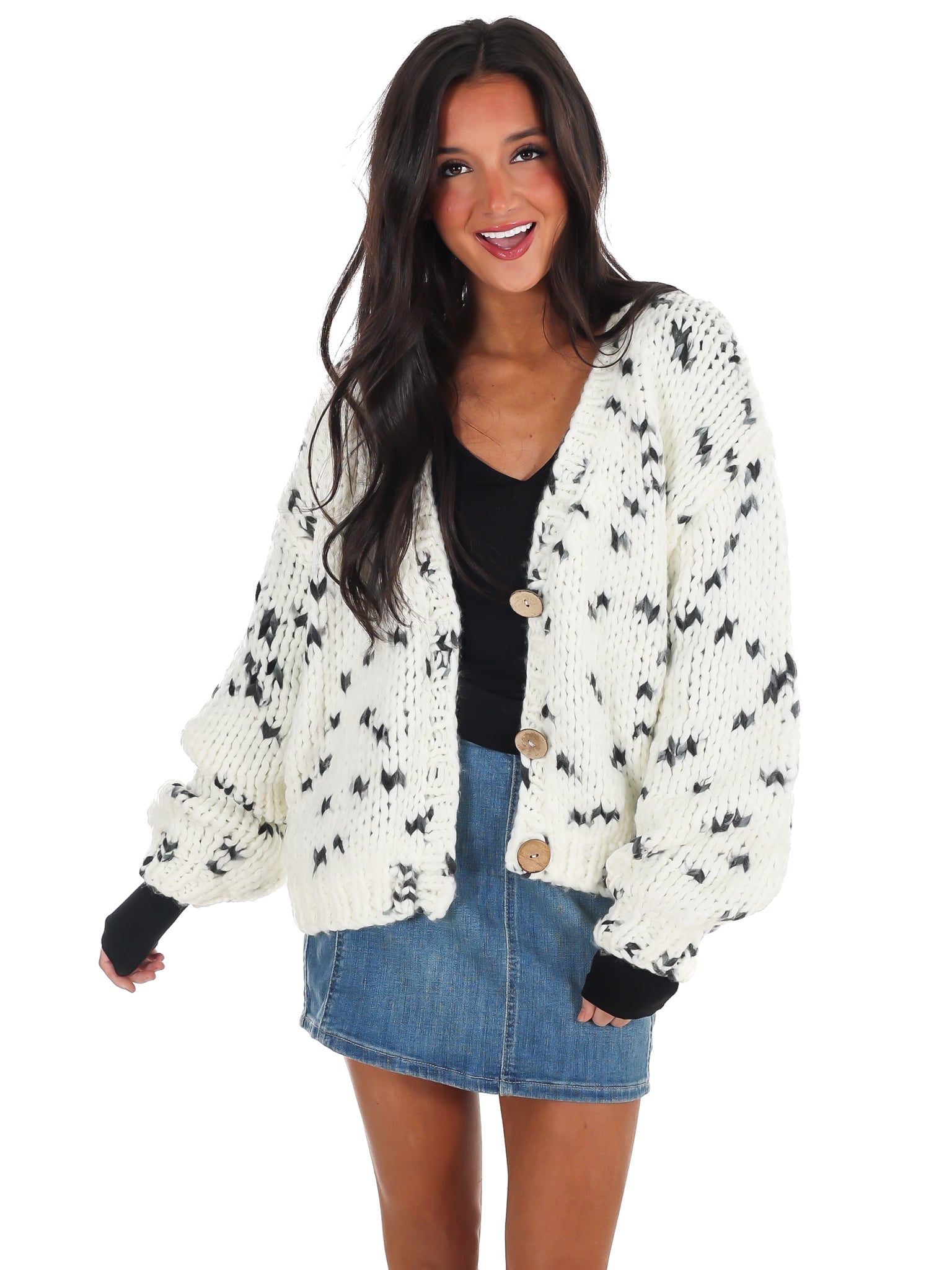 Chunky Pattern Knit Cardigan