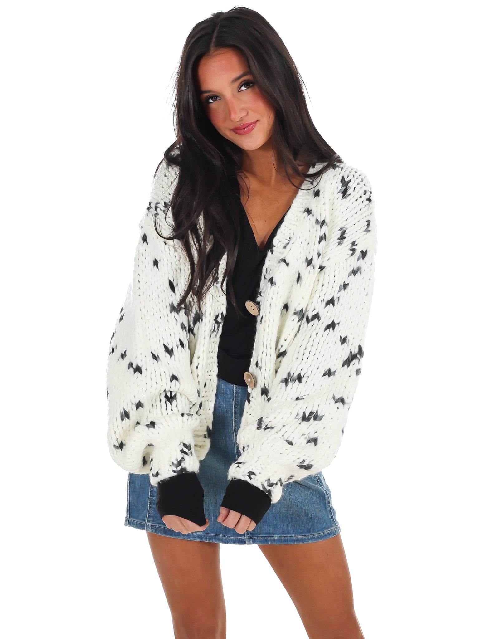 Chunky Pattern Knit Cardigan